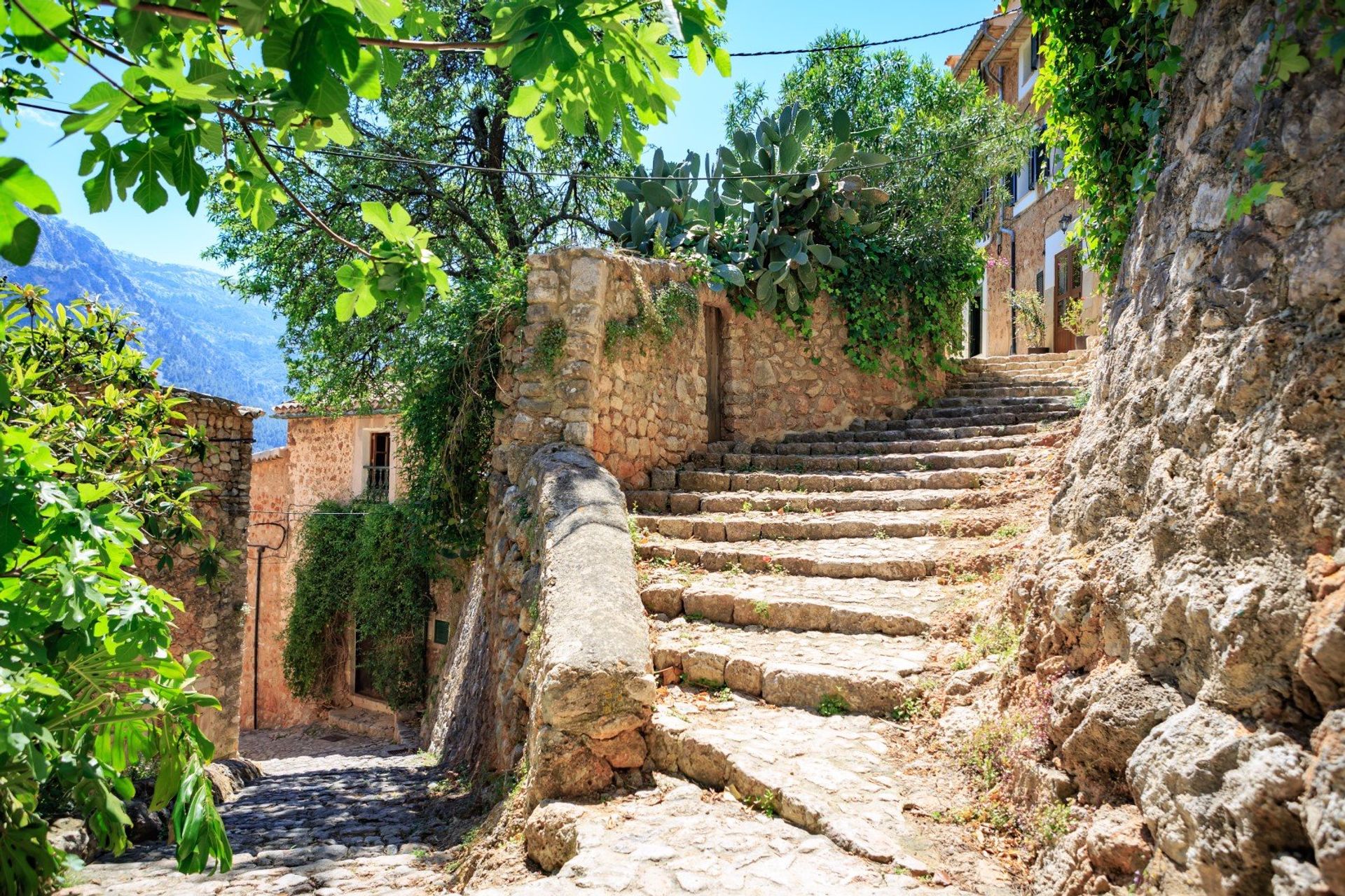 Rustic stone alleyways leading to Fornalutx, a traditional village 5km northeast of Sóller