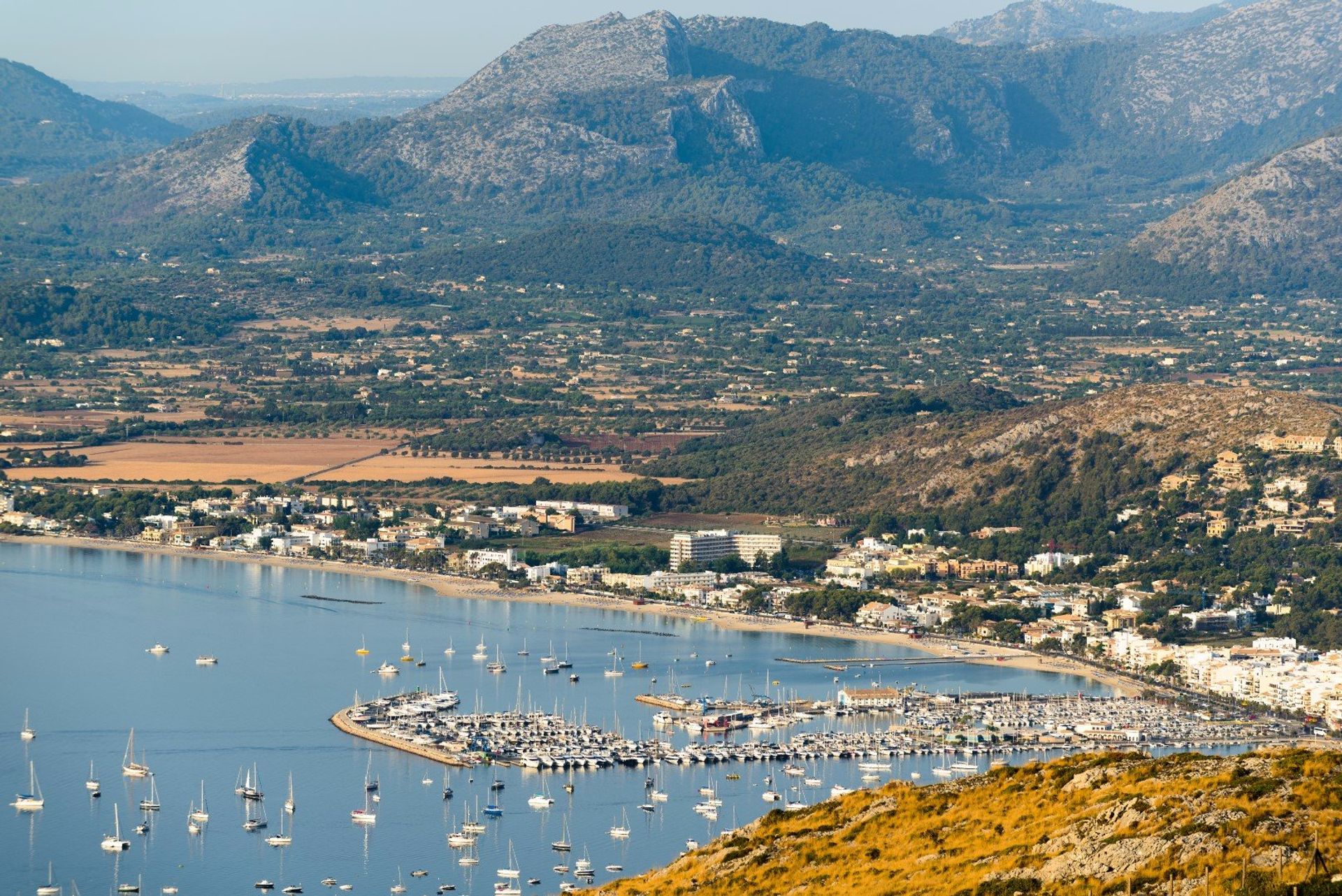Aerial view of Port de Pollensa as seen from Cap de Formentor