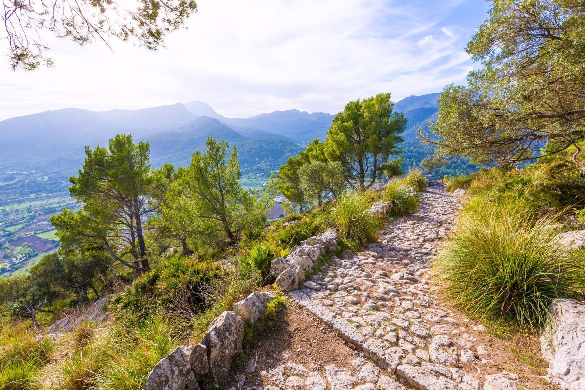 Stone hiking trail on Puig de Pollensa