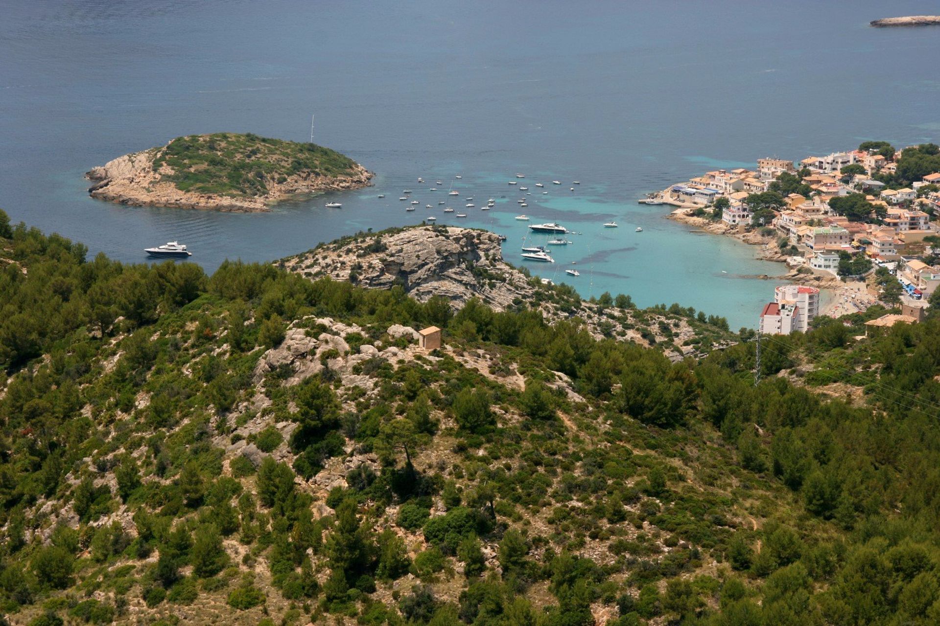 Aerial view of Sant Elm, a small town five kilometres west of Andratx