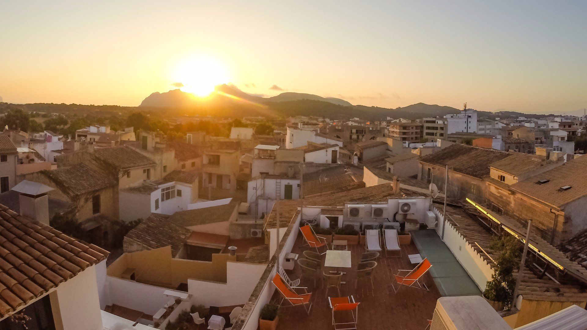 Panoramic sunset of Alcudia Old Town