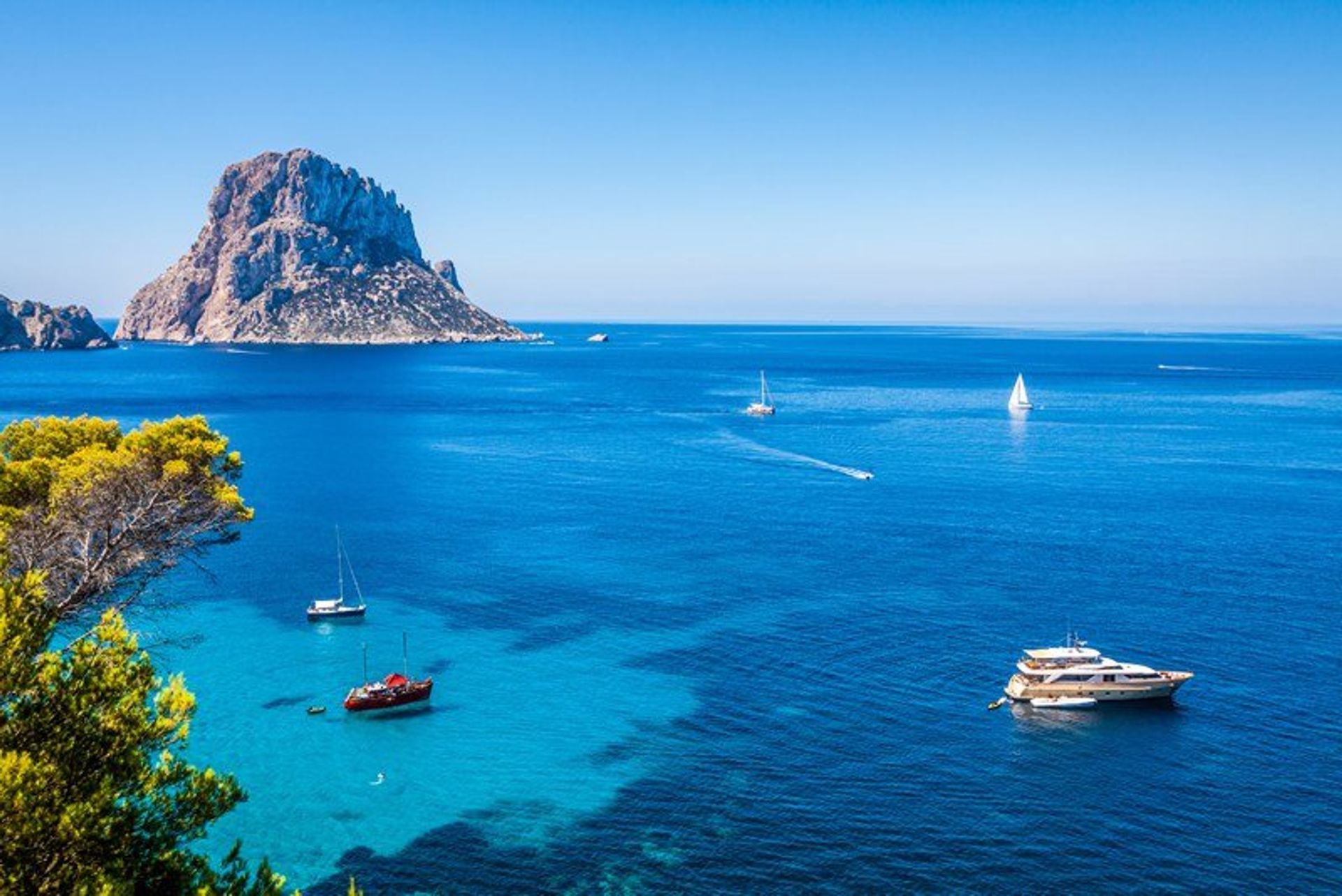 The glistening turquoise waters of Cala d'Hort, Ibiza
