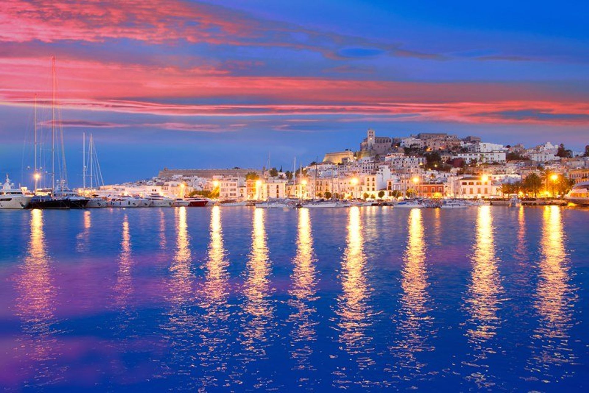 The colourful Ibiza sky at night