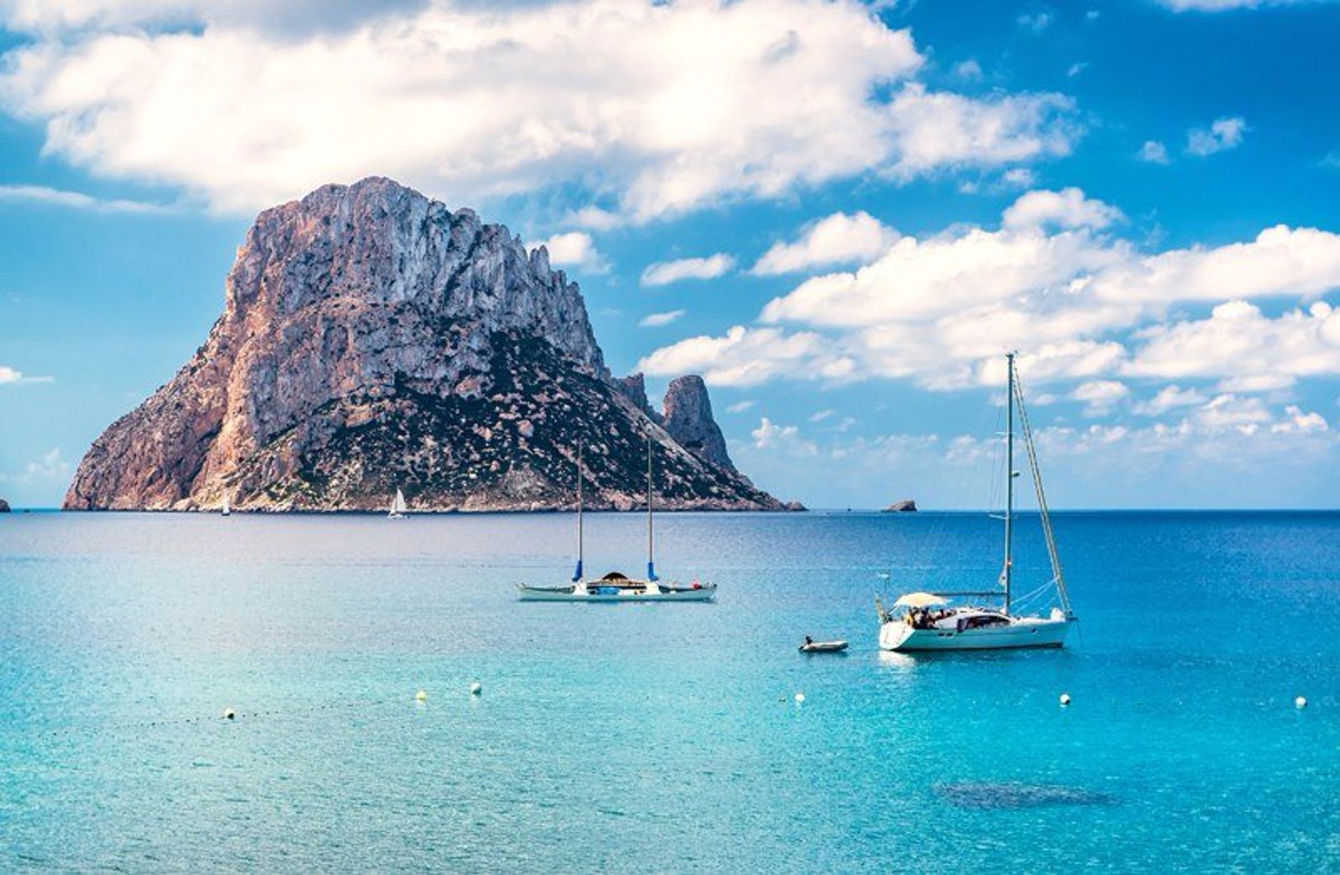 The towering island of Es Vedra reaches 413m above sea level