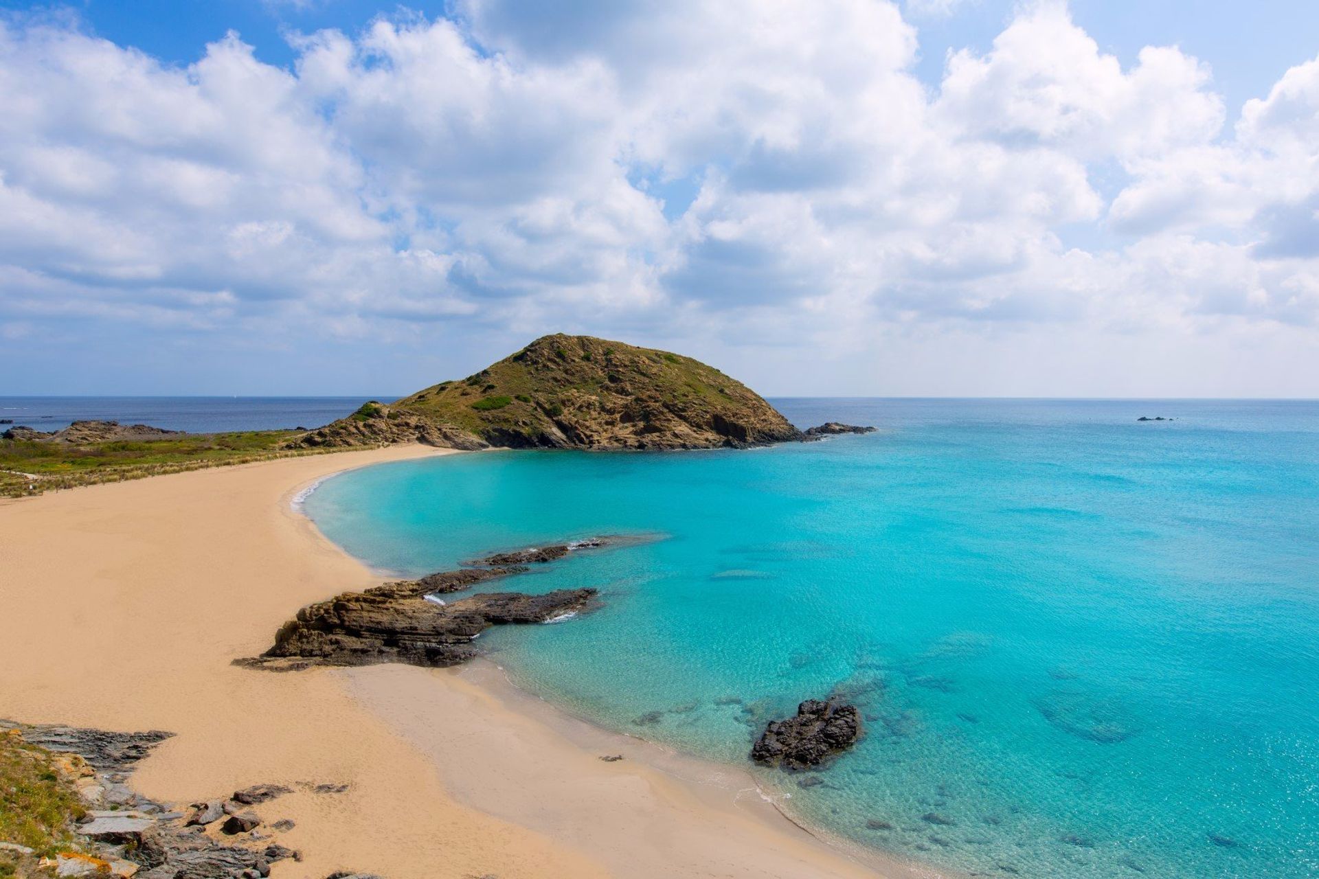 A quiet sandy beach in Mao-Mahon, Menorca's capital