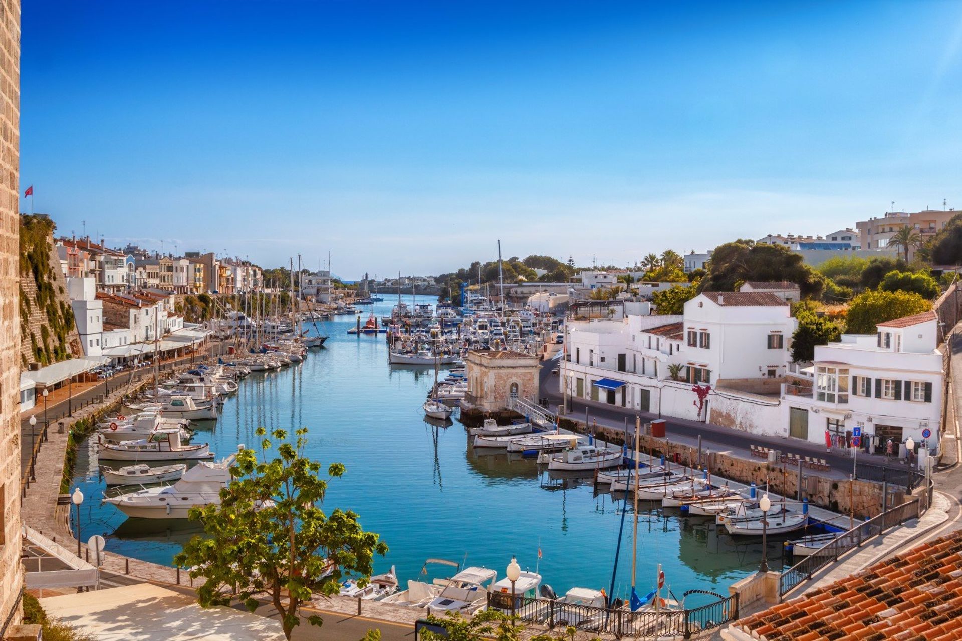 Canal des Horts stretching along the Ciutadella's Old Town, western Menorca