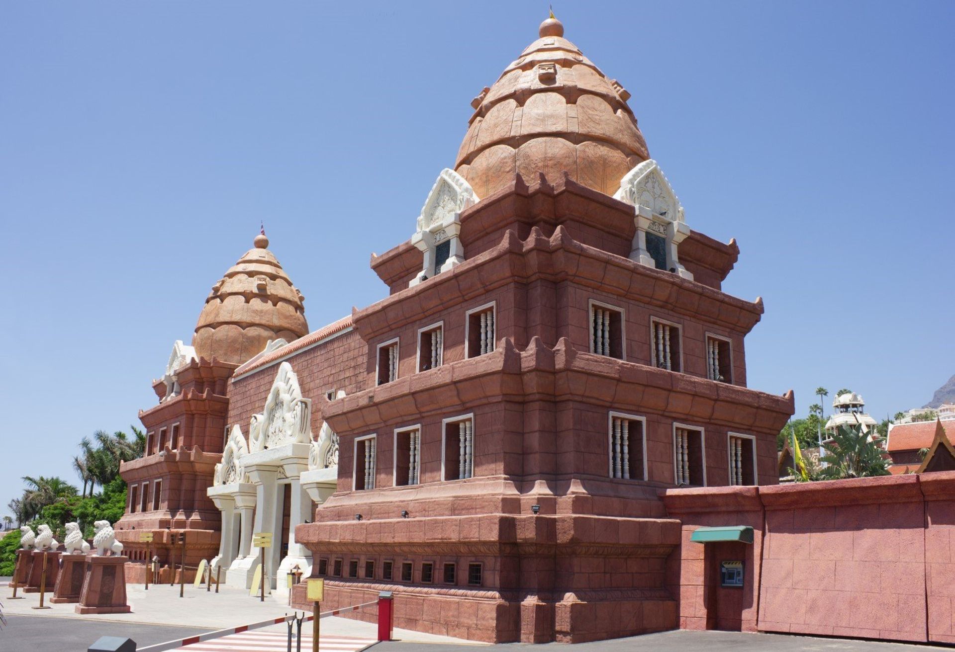 Typical red stone Thai architecture