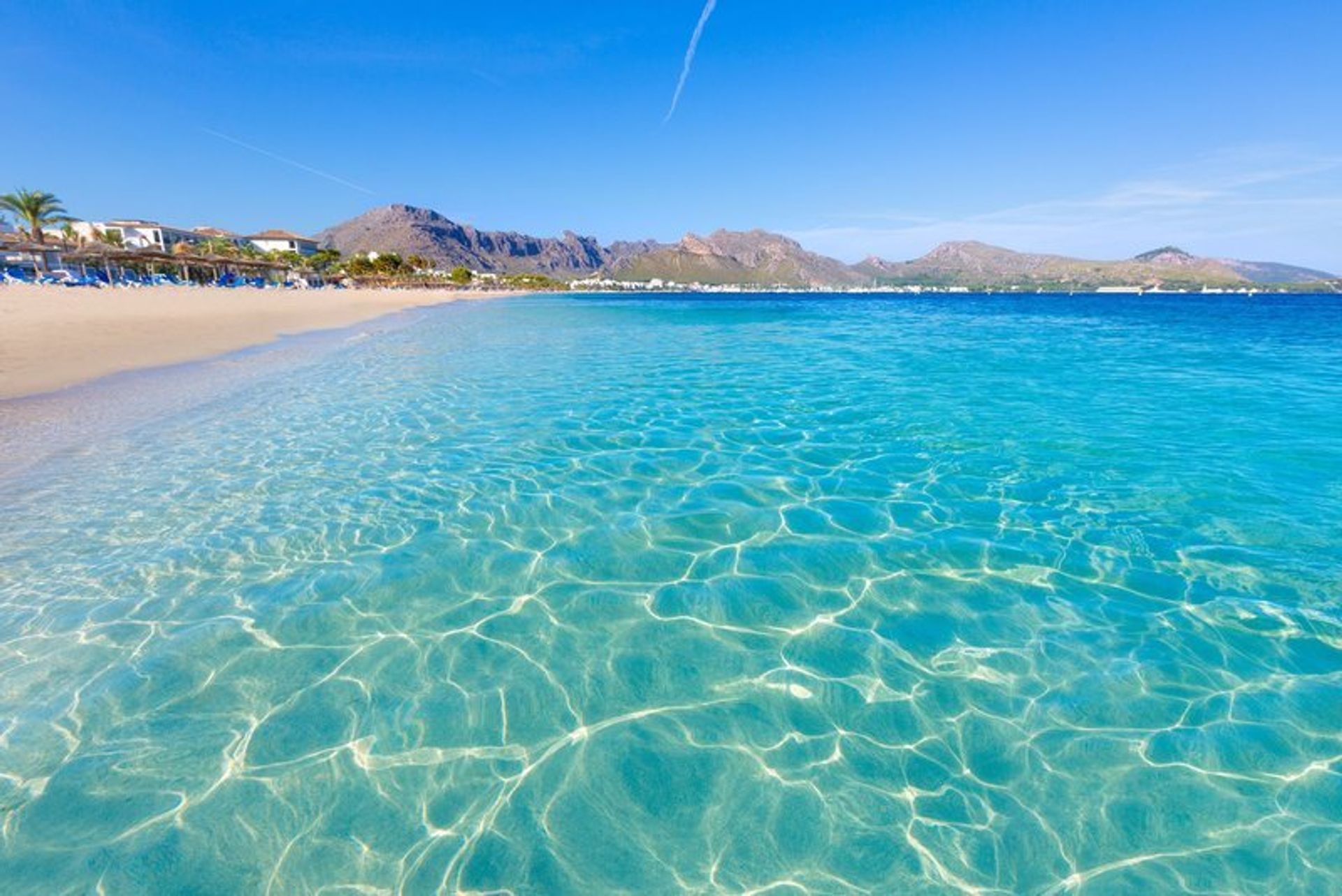 Crystal clear waters at Tamarells beach, Pollensa