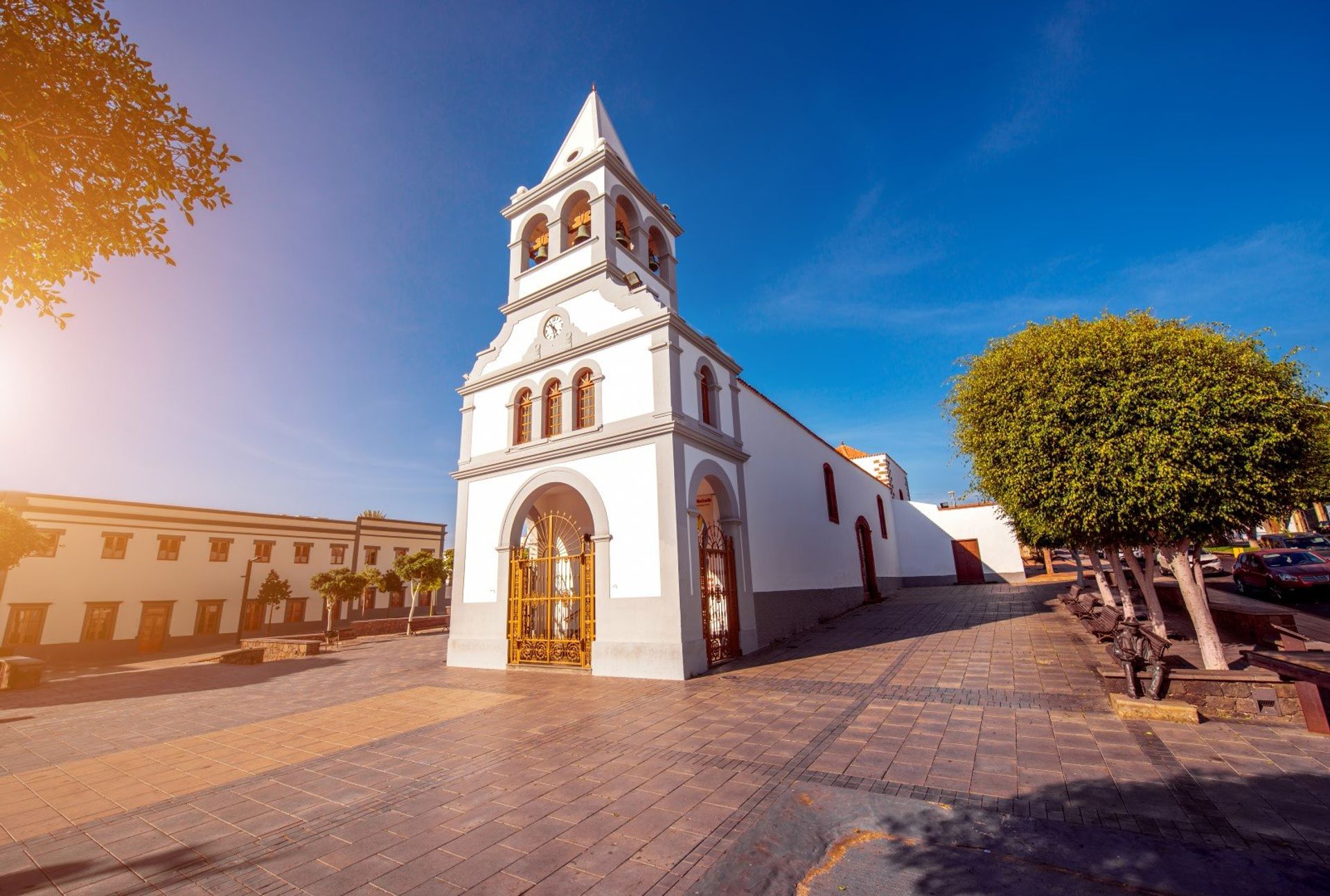Sun-drenched Our Lady of the Rosary Church in Fuerteventura's capital, Puerto del Rosario