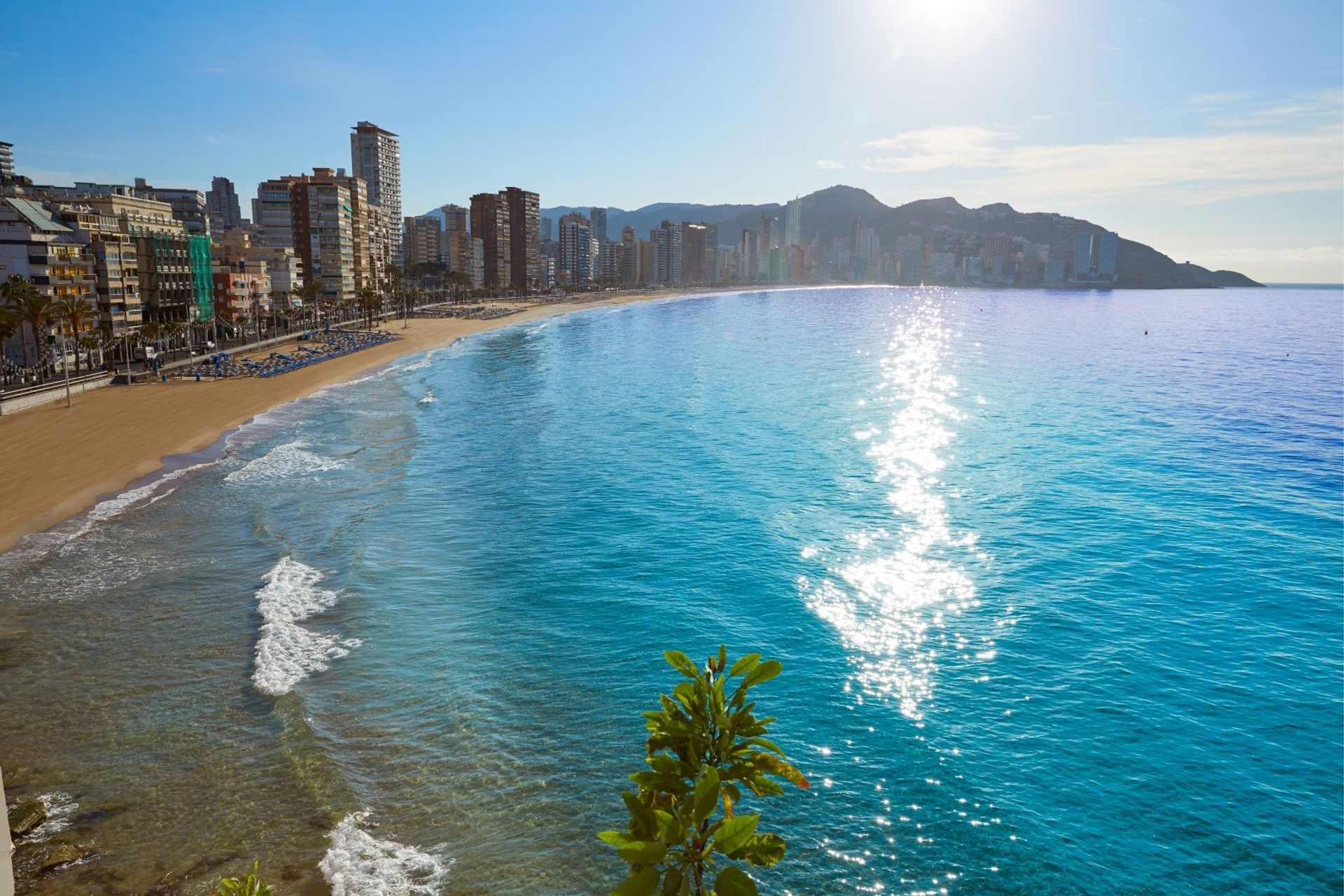 The sparkling blue waters of Levante beach, Benidorm