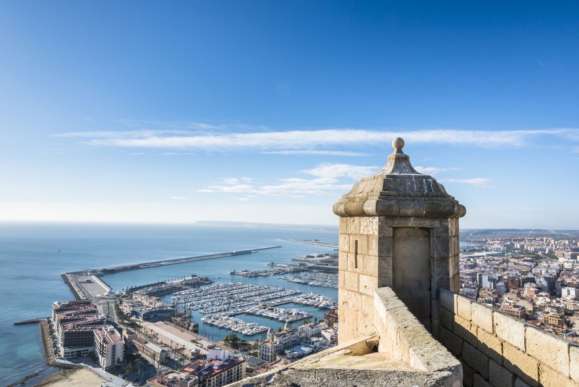 Majestic views from the watchtower at Santa Bárbara castle, from the peak of Mount Benacantil.