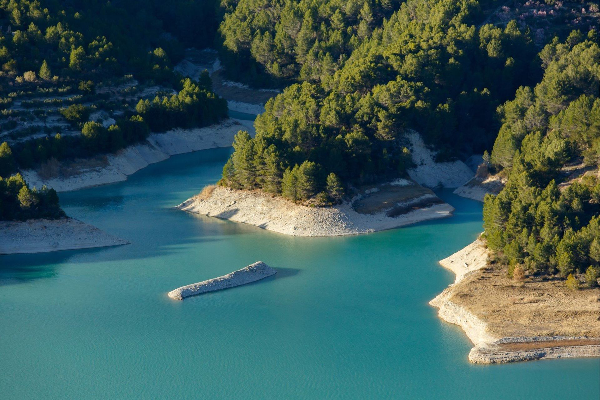 Gudalest's stunning water reservoir, seen from Gudalest castle, Valencia