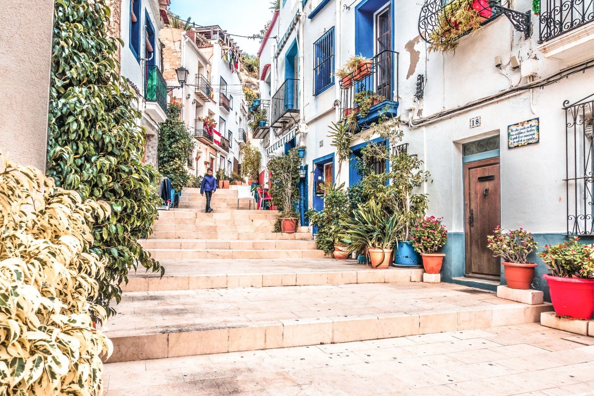 An old and winding street in Alicante City's charming old town