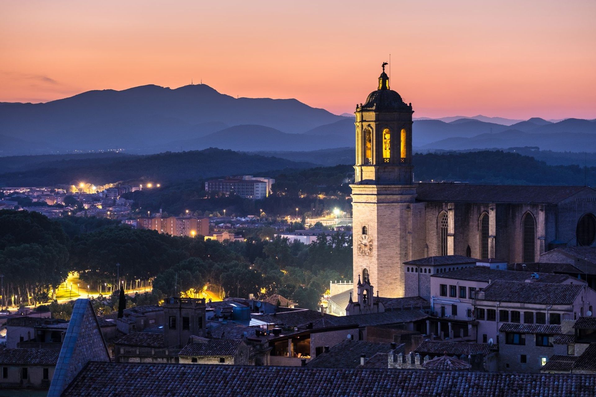 Sunset over Girona city