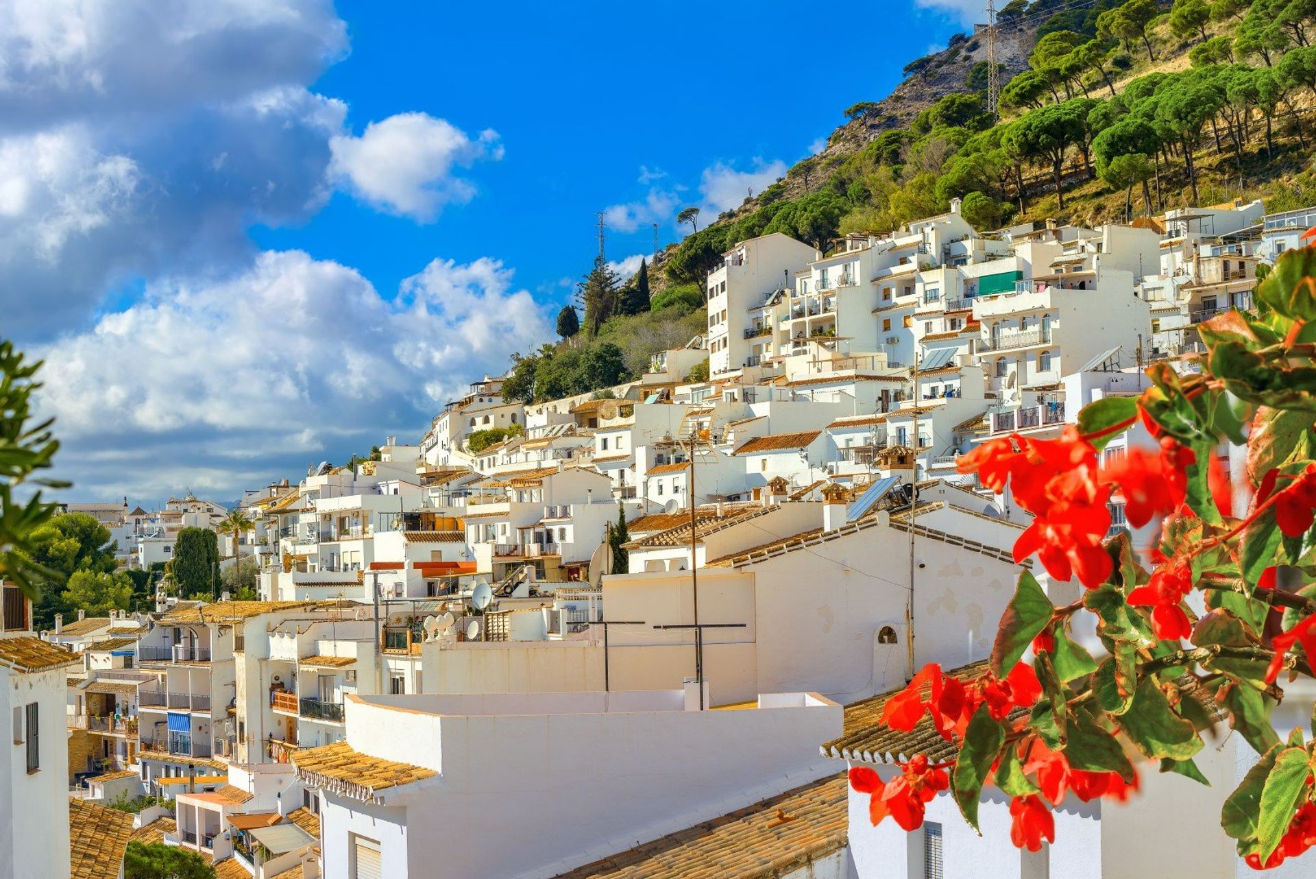 Beautiful views of Mijas' whitewashed mountainside houses