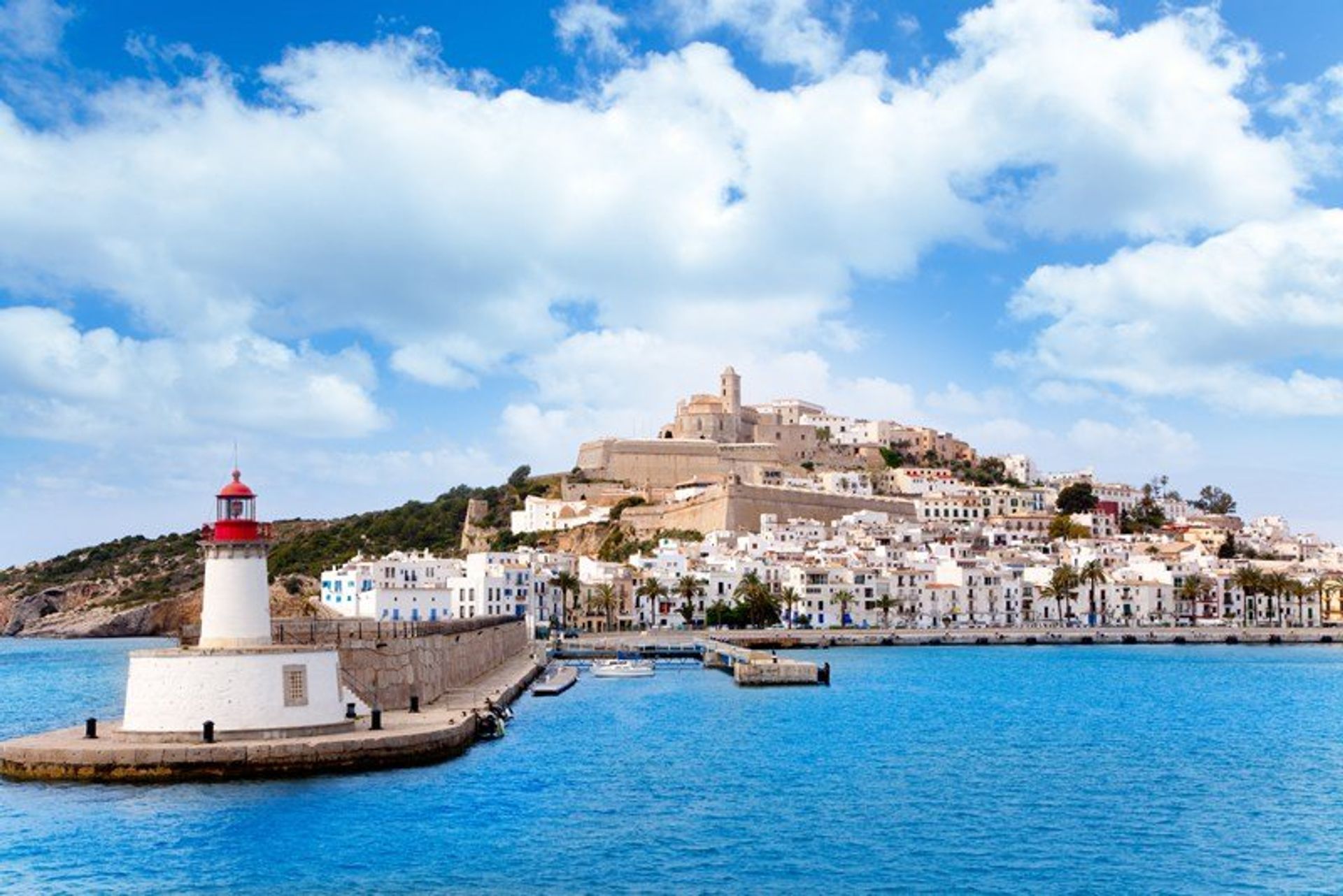 Old Evissa Town Ibiza, seen from the marina