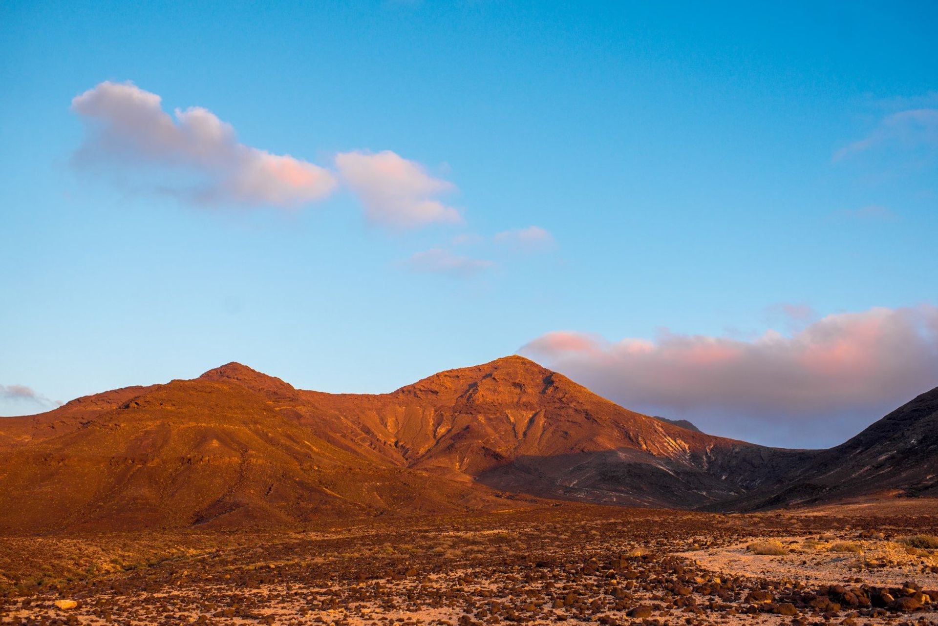 The deserted mountain landscape in Jandía natural park, south of Fuerteventura