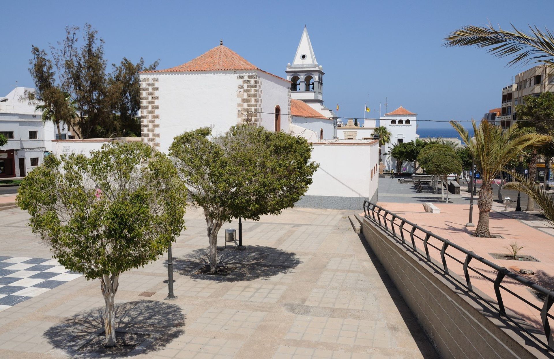 The sun-drenched ancient square of the island's capital, Puerto del Rosario