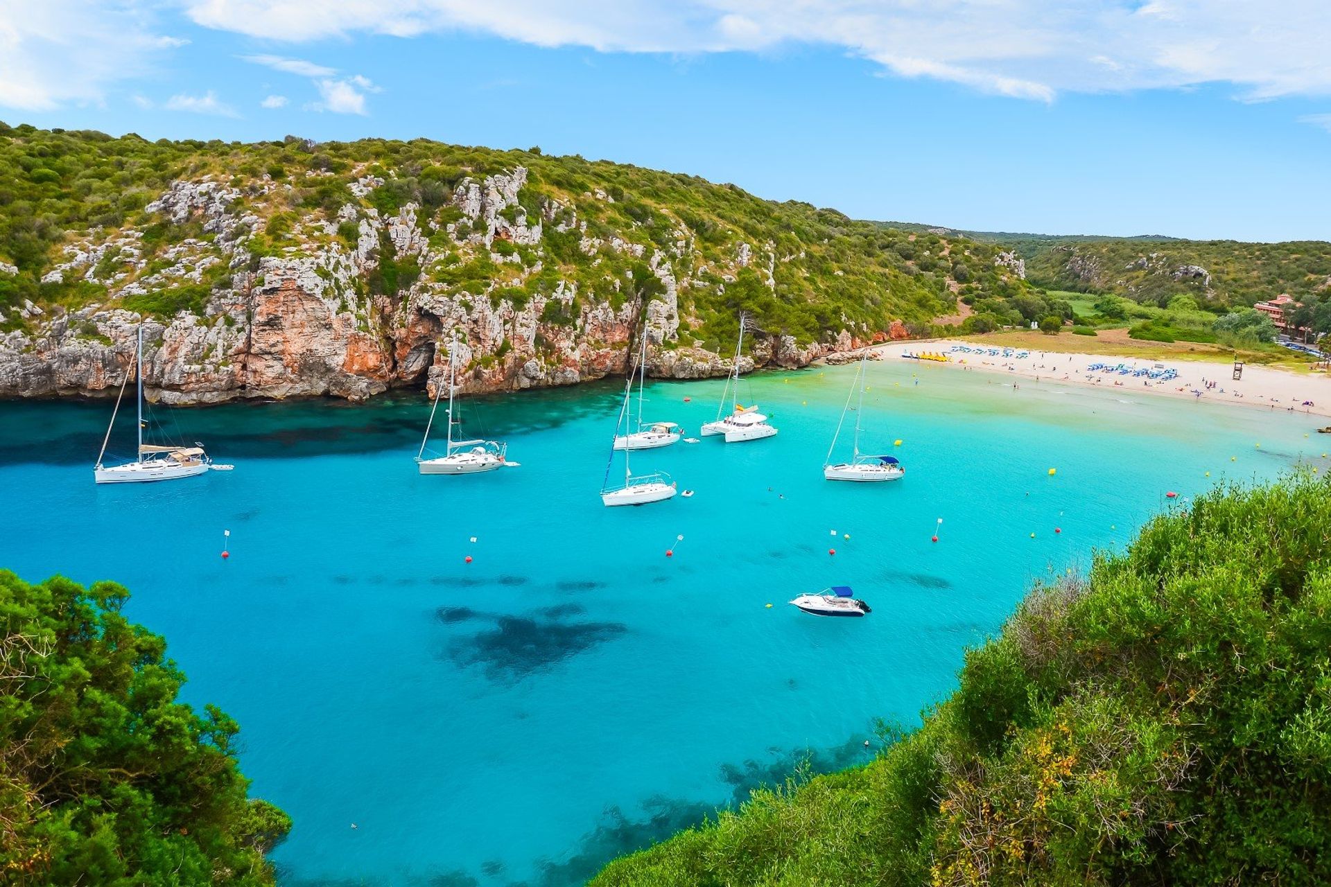 Secluded Cala en Porter cove in Menorca, 7km south of Alaior