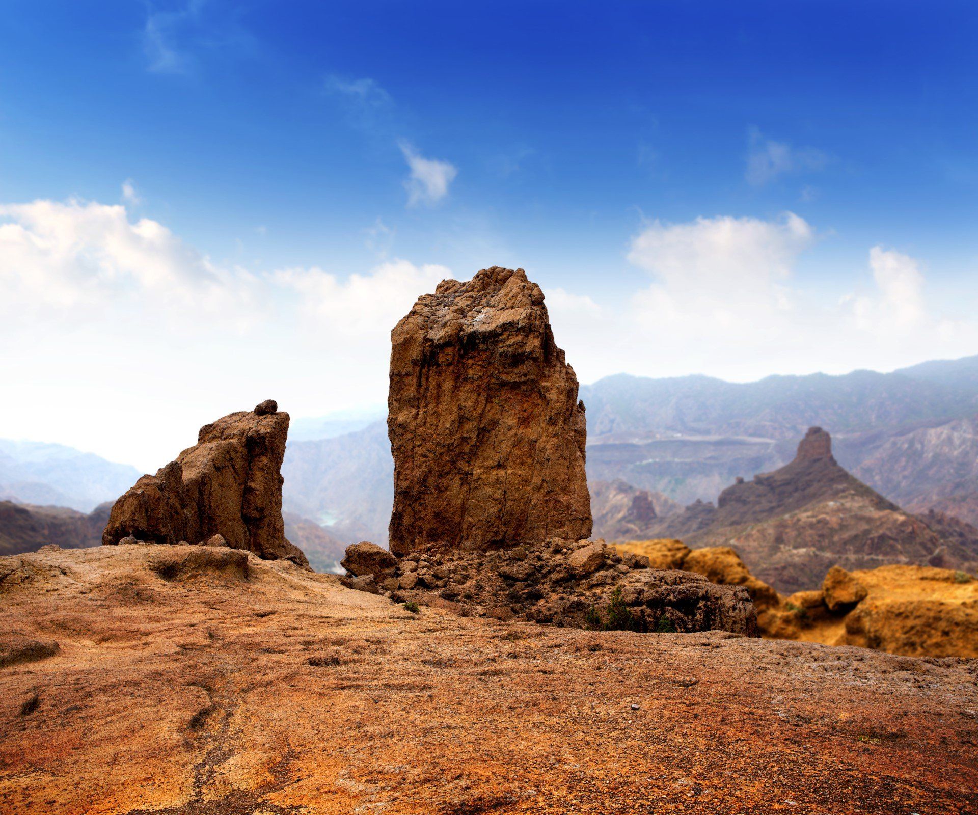 The volcanic rock of Roque Nublo Tejeda, central Gran Canaria