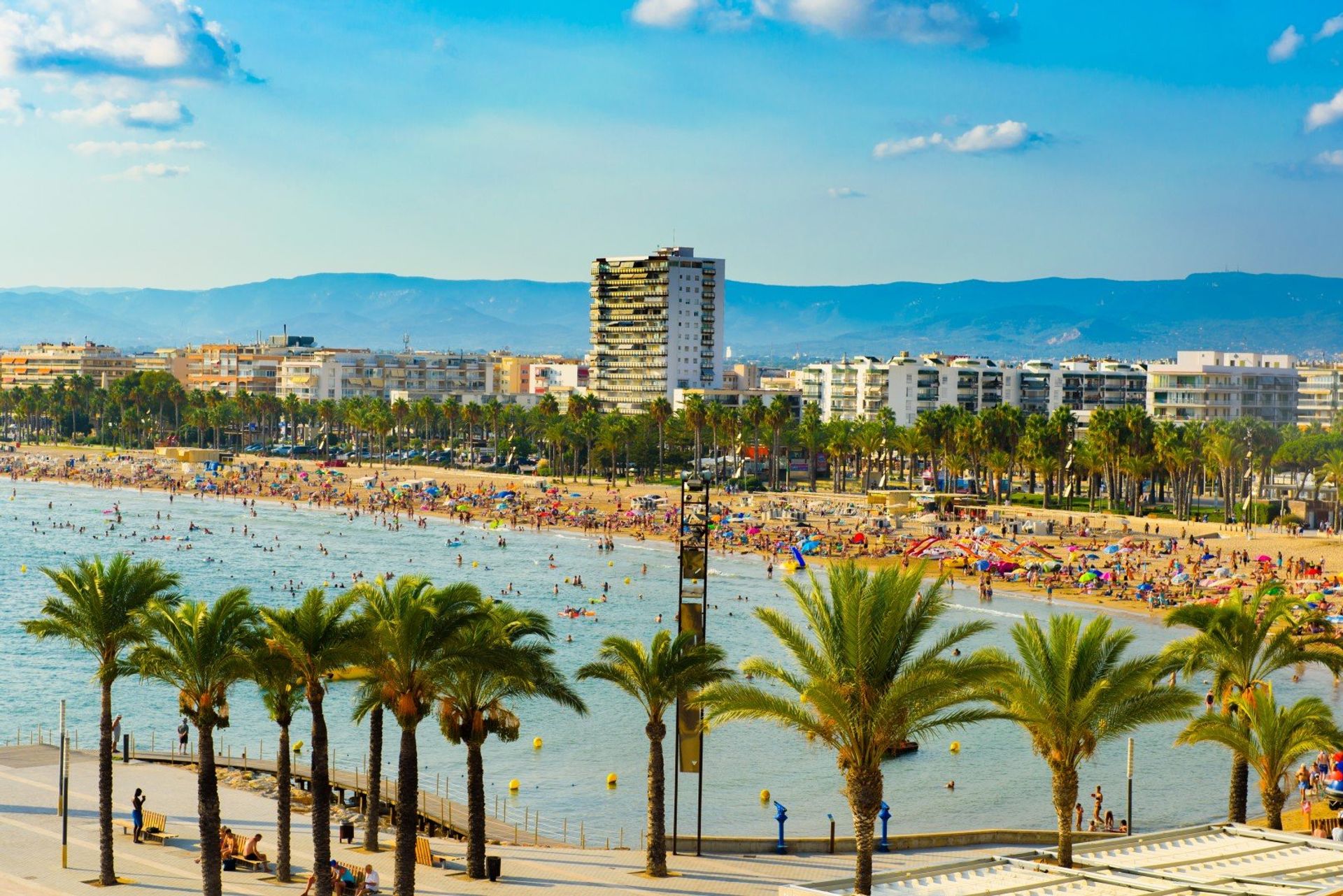 Palm-lined Salou beach on the northeastern coast