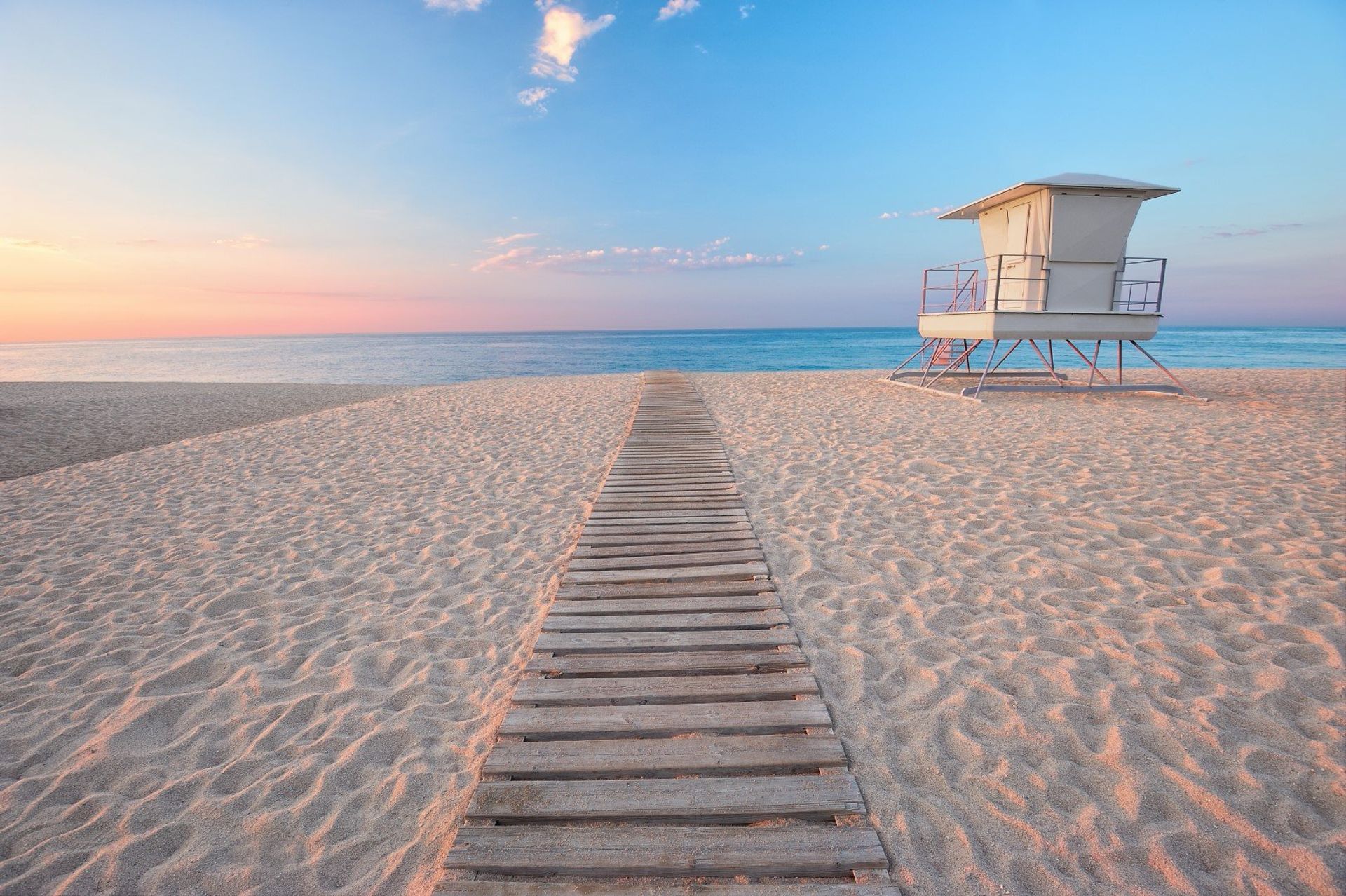 One of Calella's beautiful white sand beaches at dawn, south of the Costa Brava