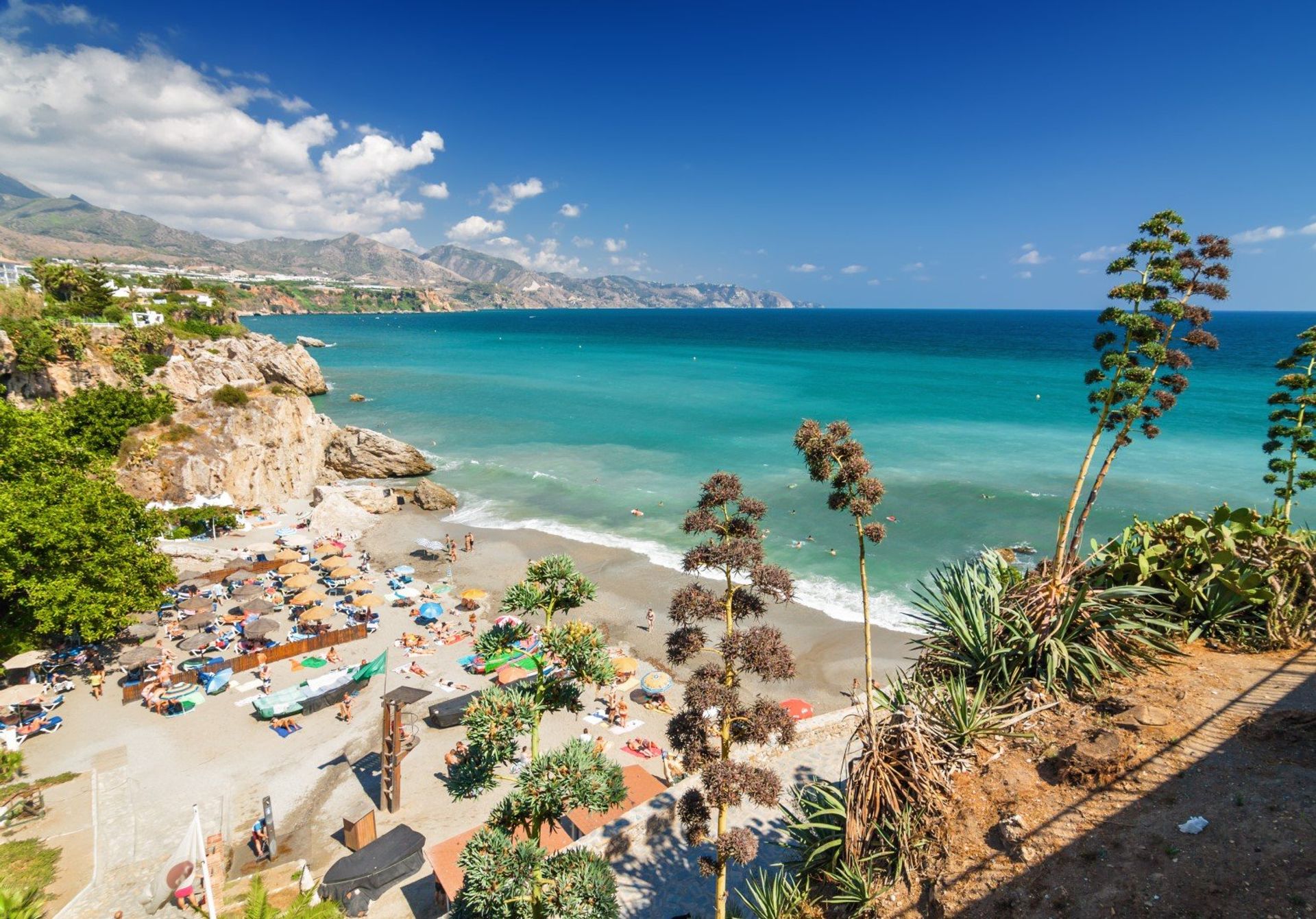 Sheltered, sandy Nerja beach, near the village of Maro