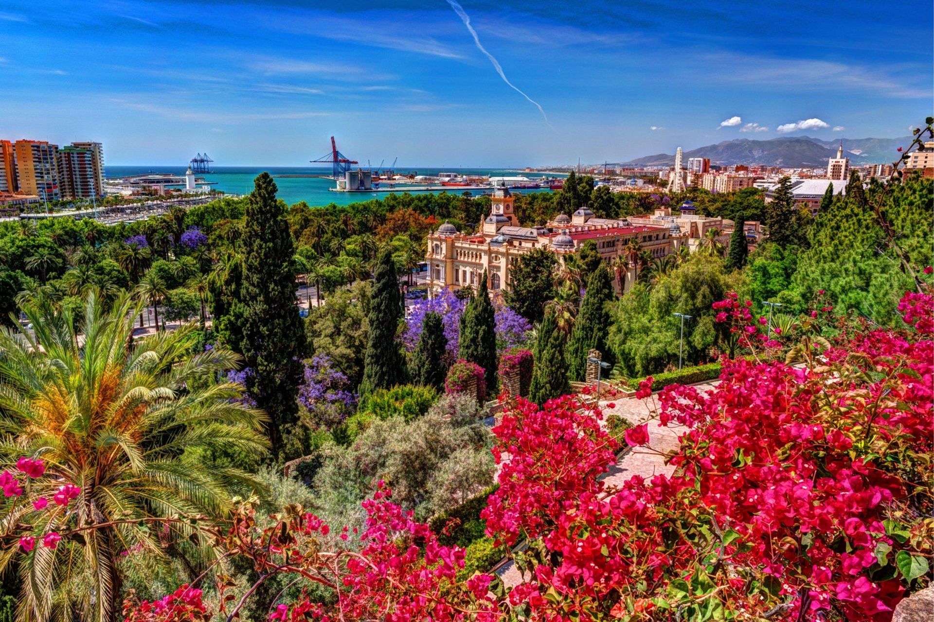 An aerial view of Malaga from Gibralfaro Castle, southeastern Spain