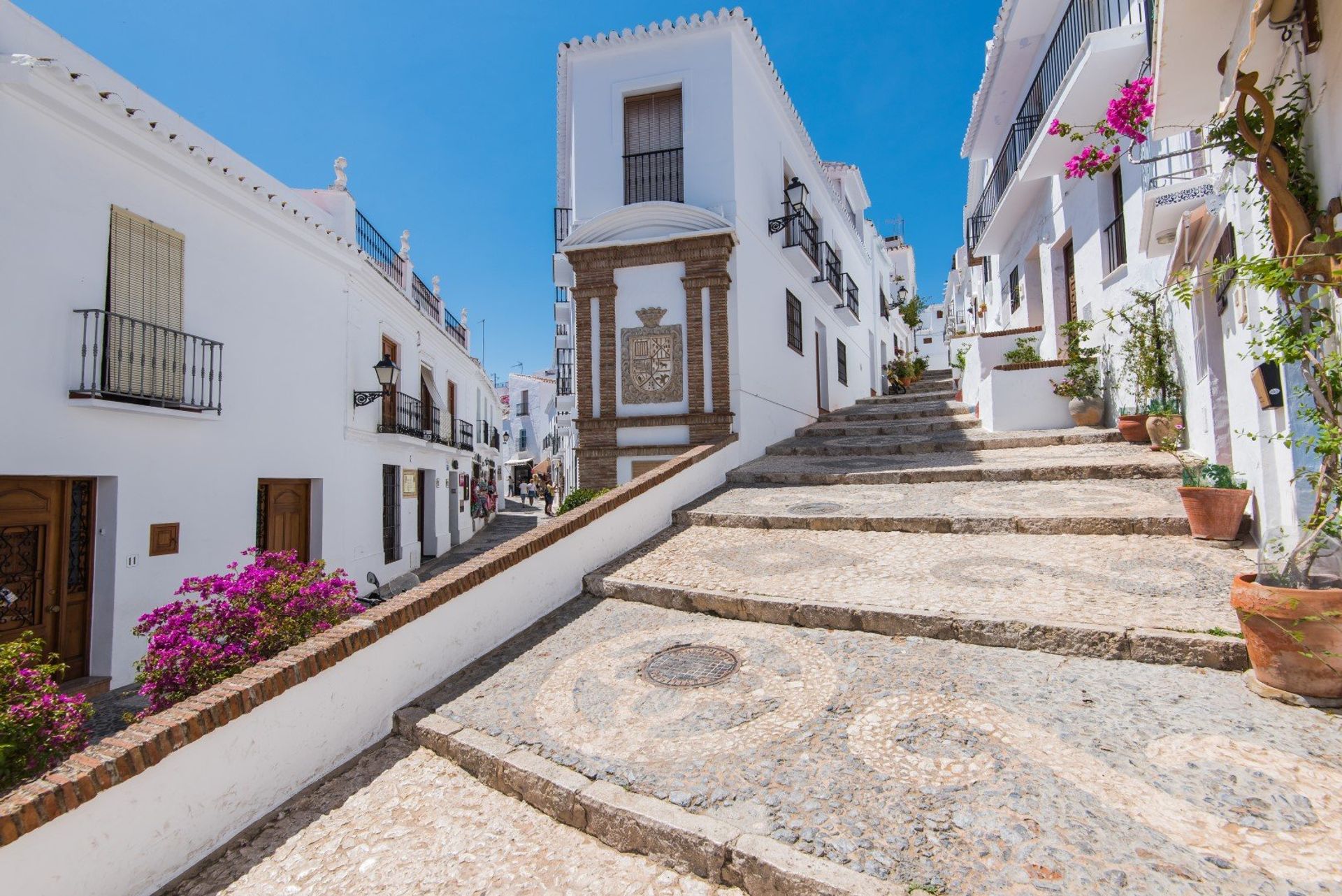 The charming historic streets of the white village Frigiliana, half an hour from Nerja