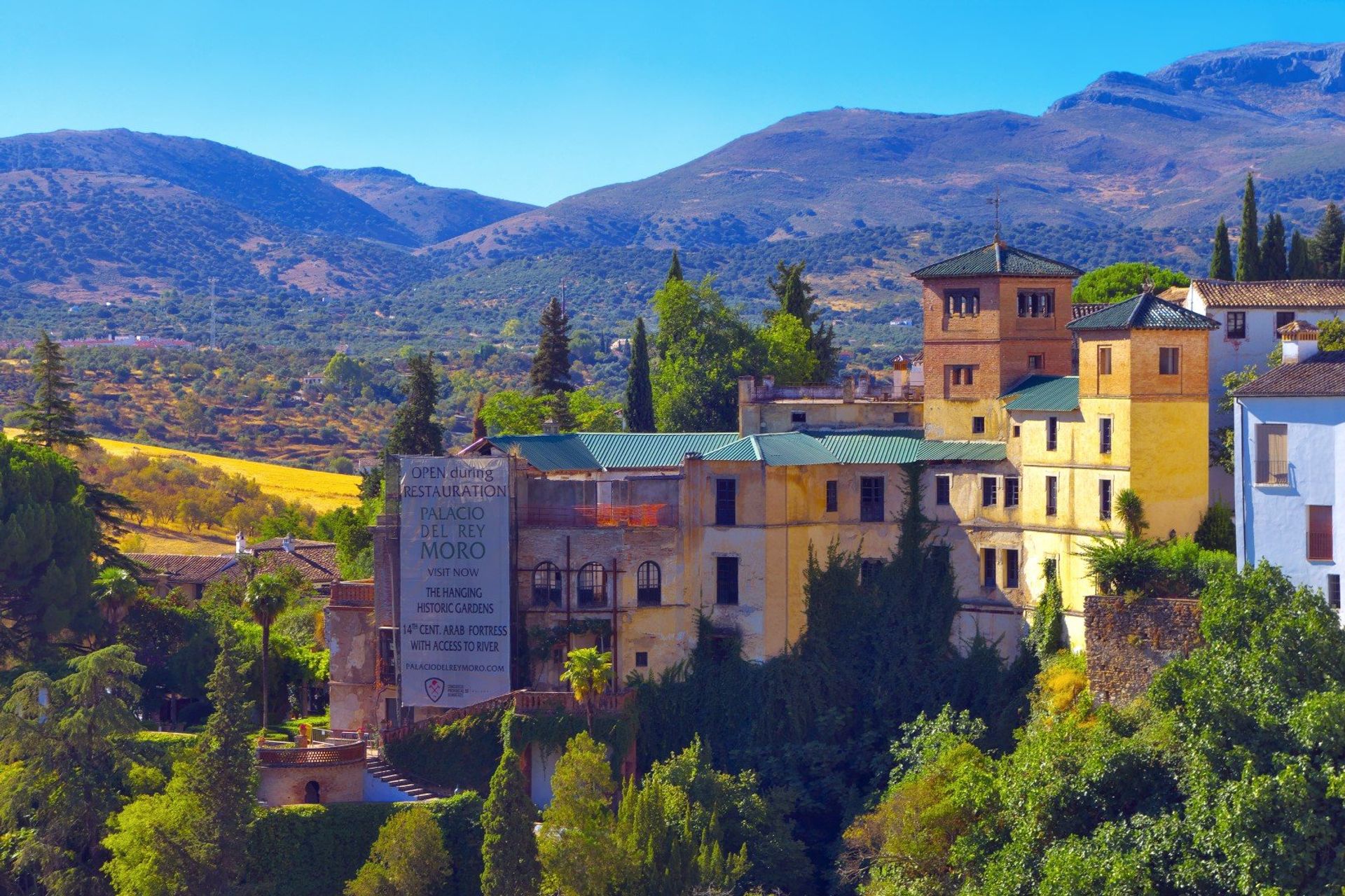 The medieval Moorish palace, Casa Del Rey Moro in the evening sun, Ronda, about an hour from Marbella