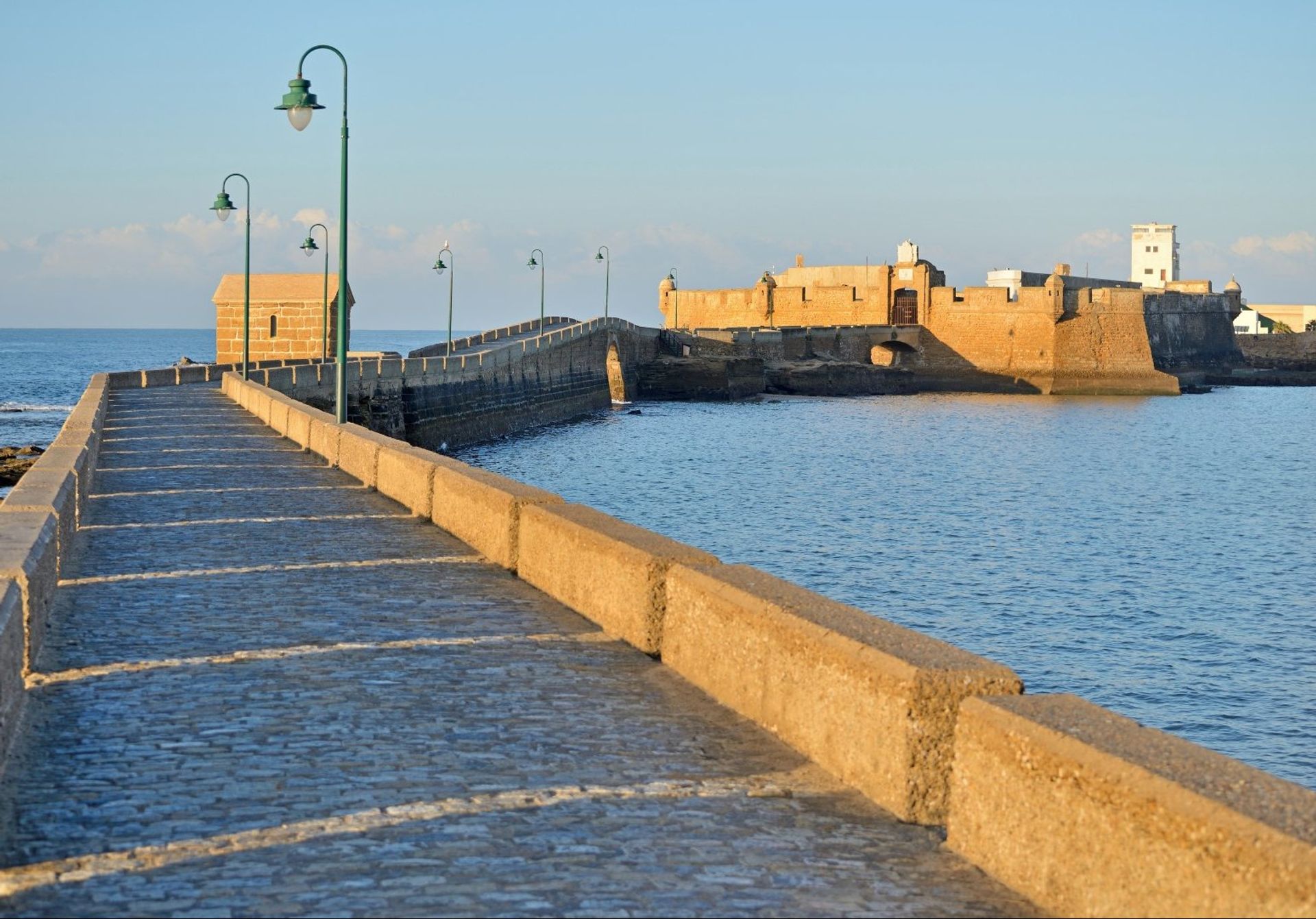 The ancient Castle of San Sebastian and its stone crossing