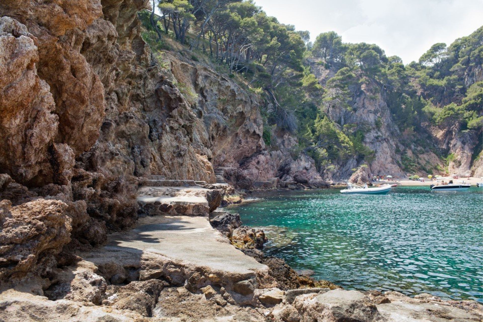 The beautiful unspoiled beach of Cala Futedera, 6km from Tossa de Mar, next to the road that connects it to Sant Feliu