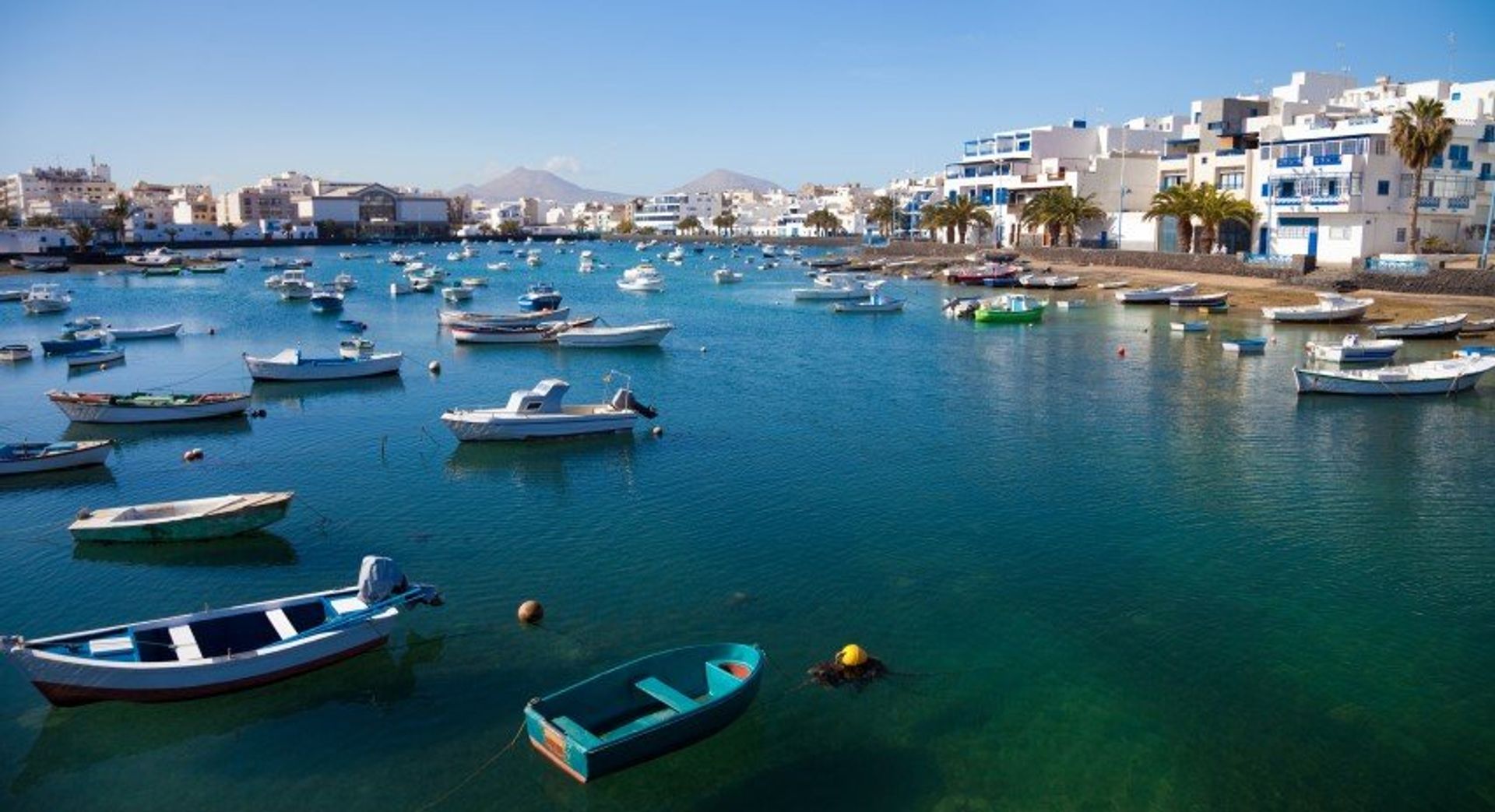 The port city of Arrecife, the island's capital, situated on Lanzarote's east coast