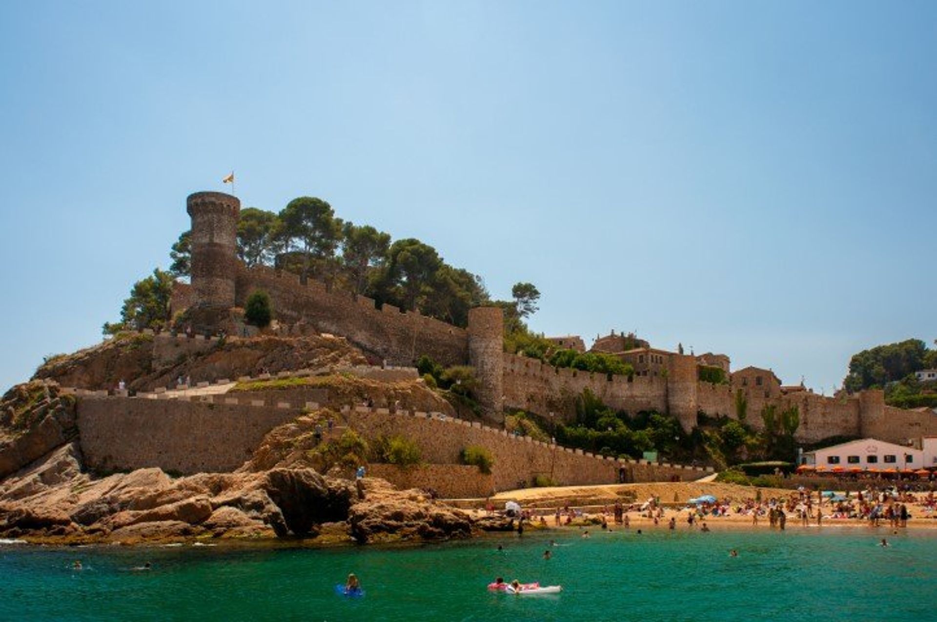 The 11th century La Vila Vella Castle overlooking Fenals beach in Lloret de Mar