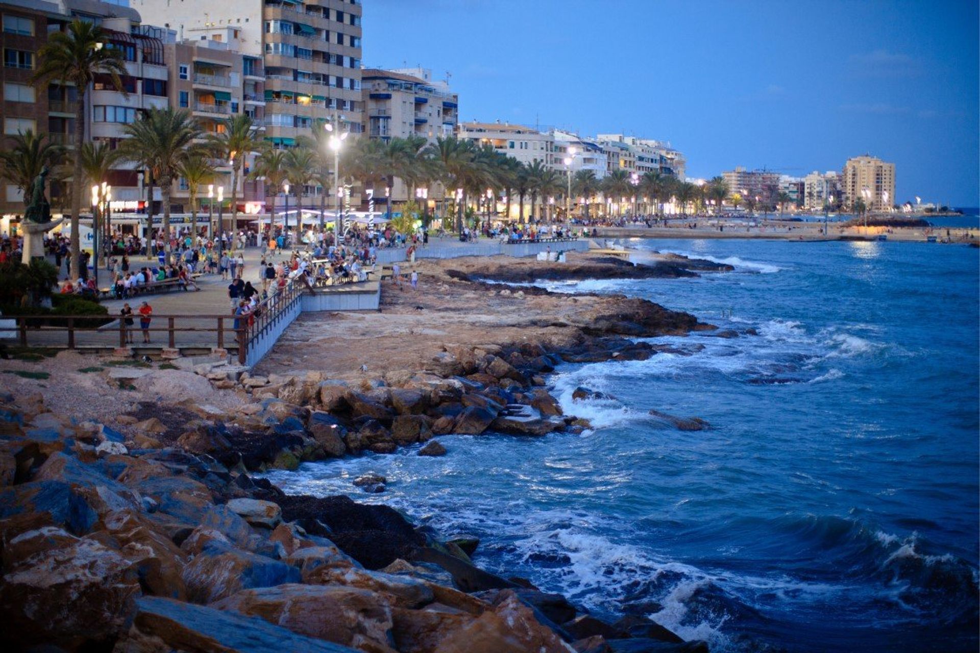 Torrevieja's promenade comes to life after sundown, with a nightly market, over 100 bars and plenty of restaurants