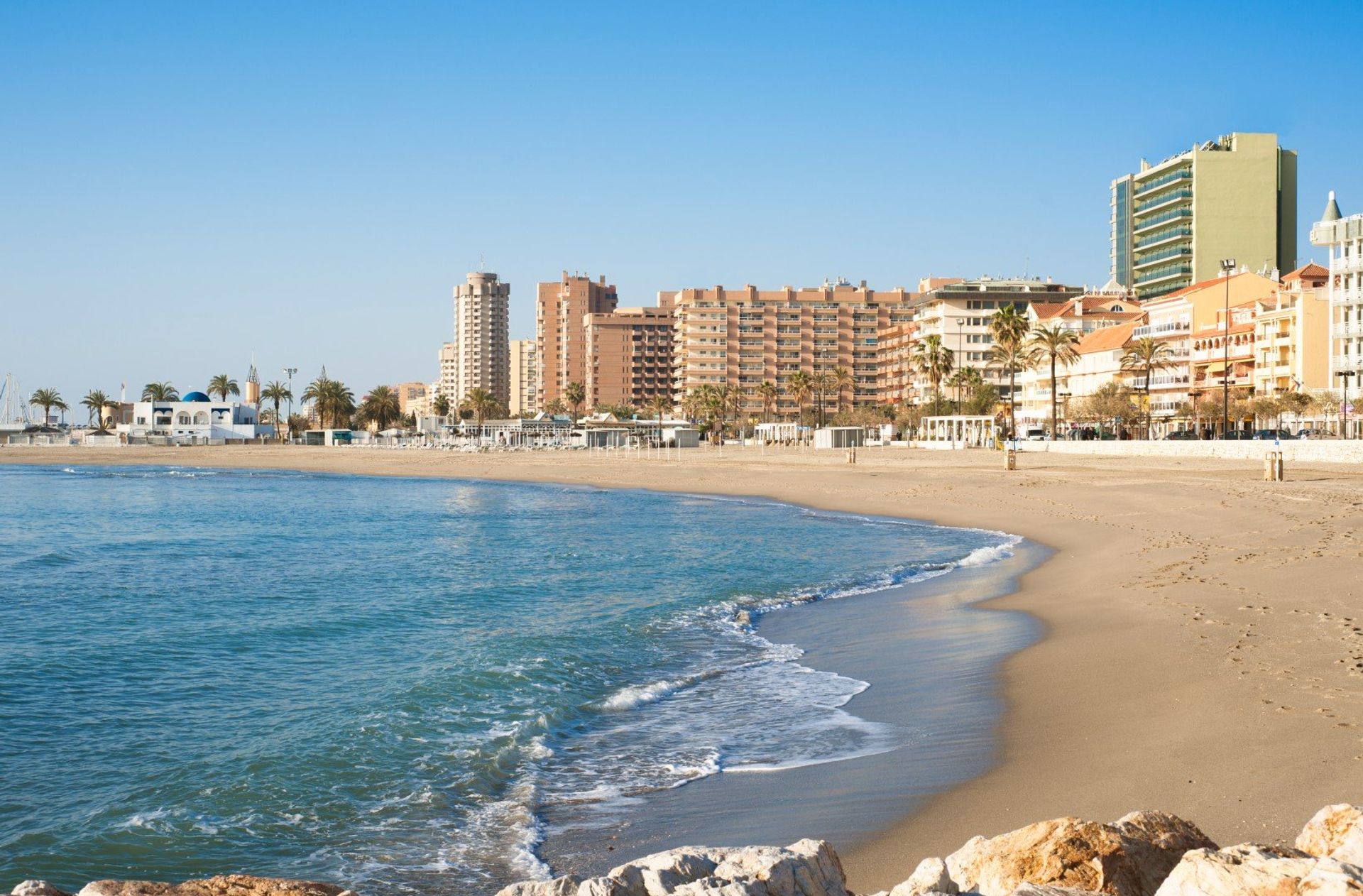 Local Blue Flag El Castillo beach, offers modern facilities, play areas and abundance of bars and shops