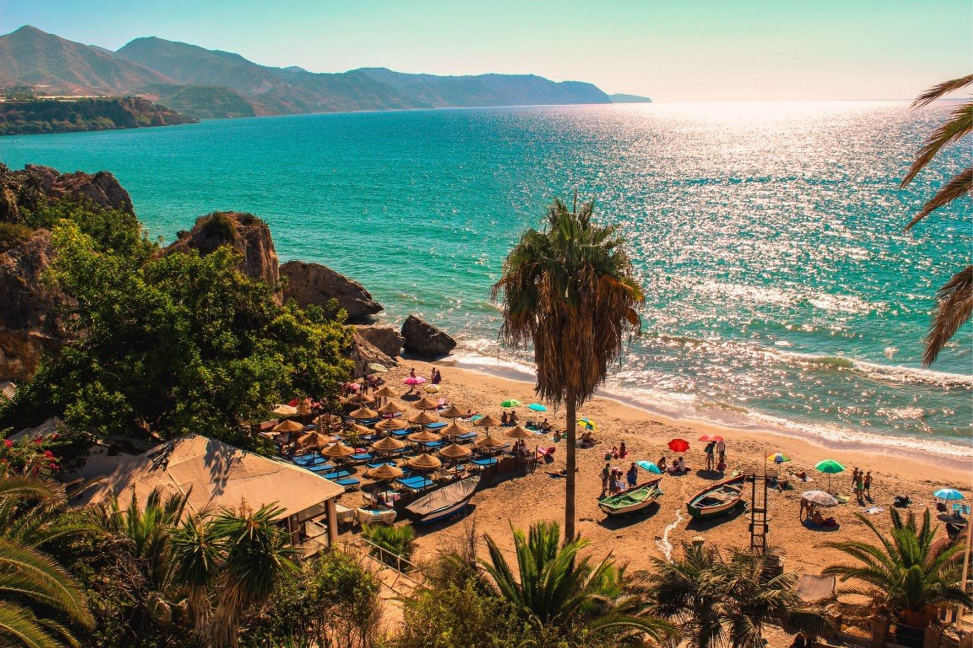 The glorious beaches of Nerja are less than an hour away by car