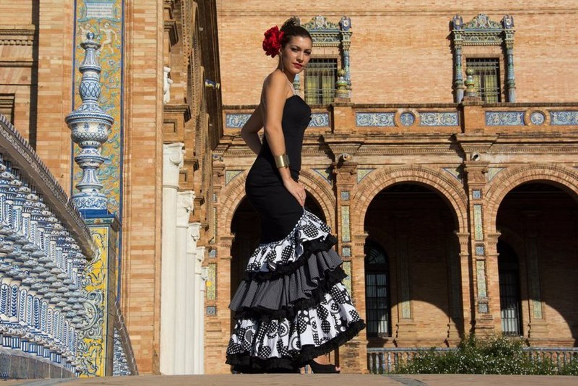 Flamenco dancer in Plaza de Espana, Seville - Andalucia