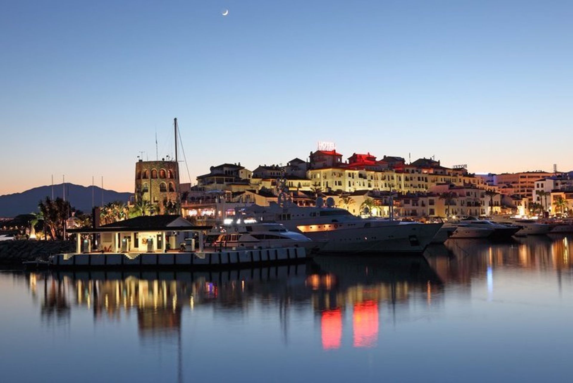 Puerto Banus, Marbella, at dusk