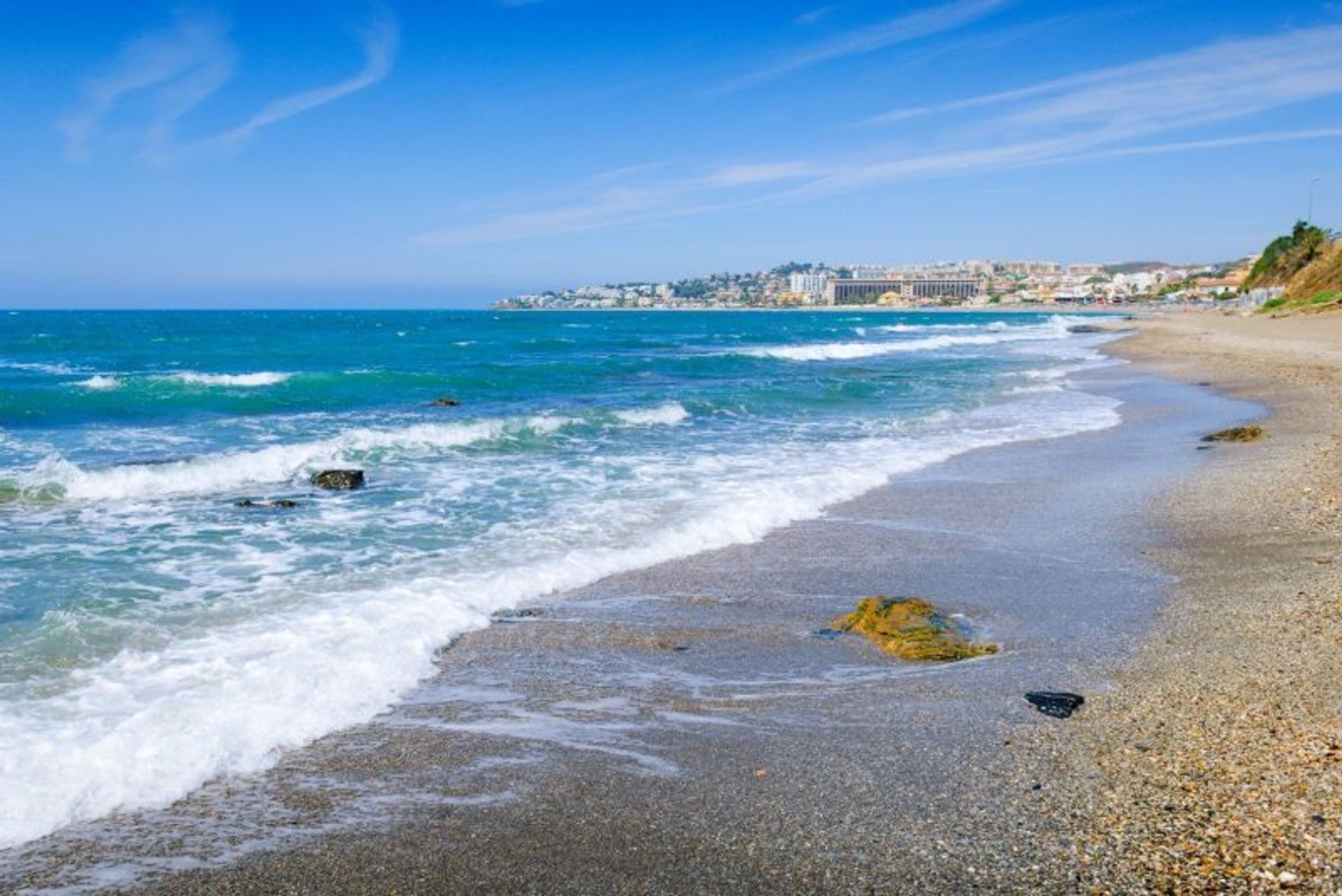 Boasting a stretch of golden sand and aquamarine waters, Mijas beach is the perfect spot for a relaxing day by the coast