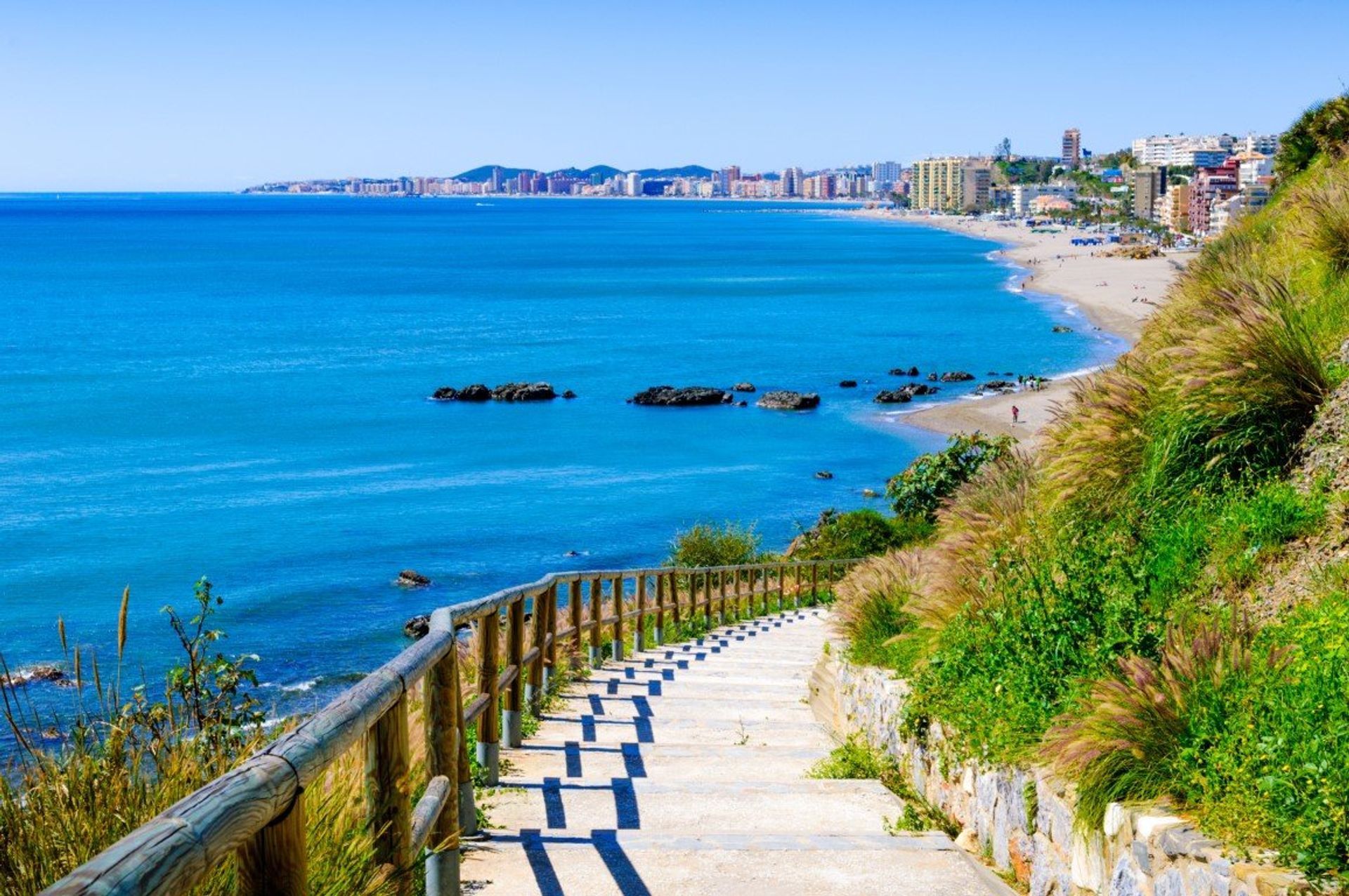 Carvajal beach is within walking distance from Los Boliches, with modern facilities and water sports