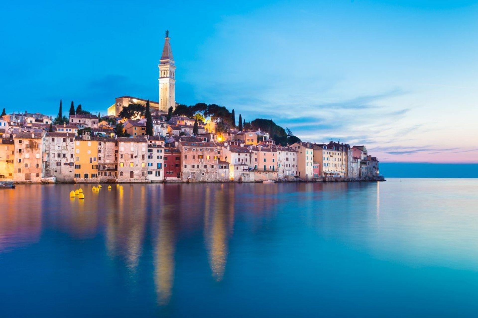 Rovinj city and its fishing port is full of Mediterranean charm, boasting upscale beaches and restaurants