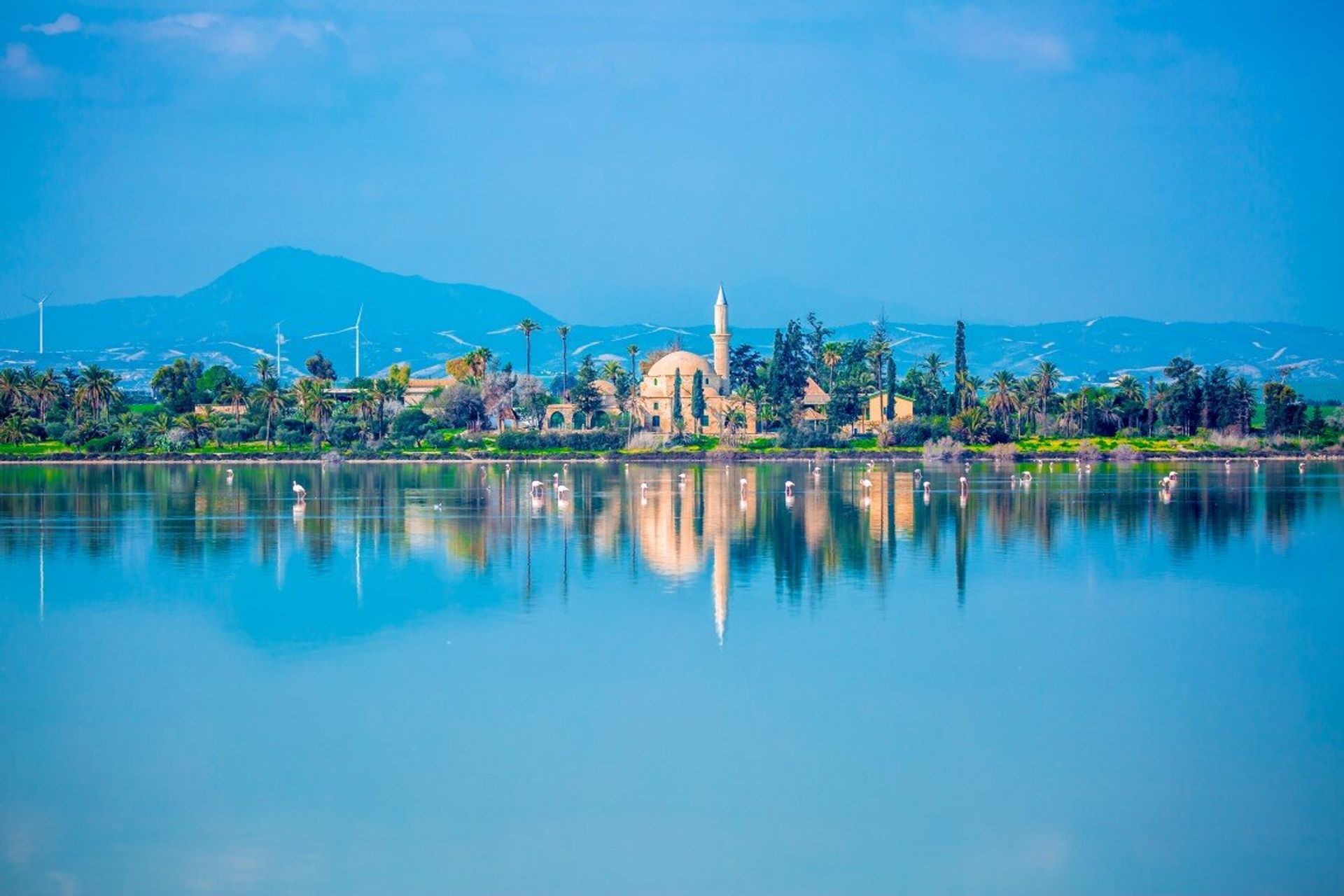 The ancient mosque of Hala Sultan Tekkes, by the salt marshes of Lanarca