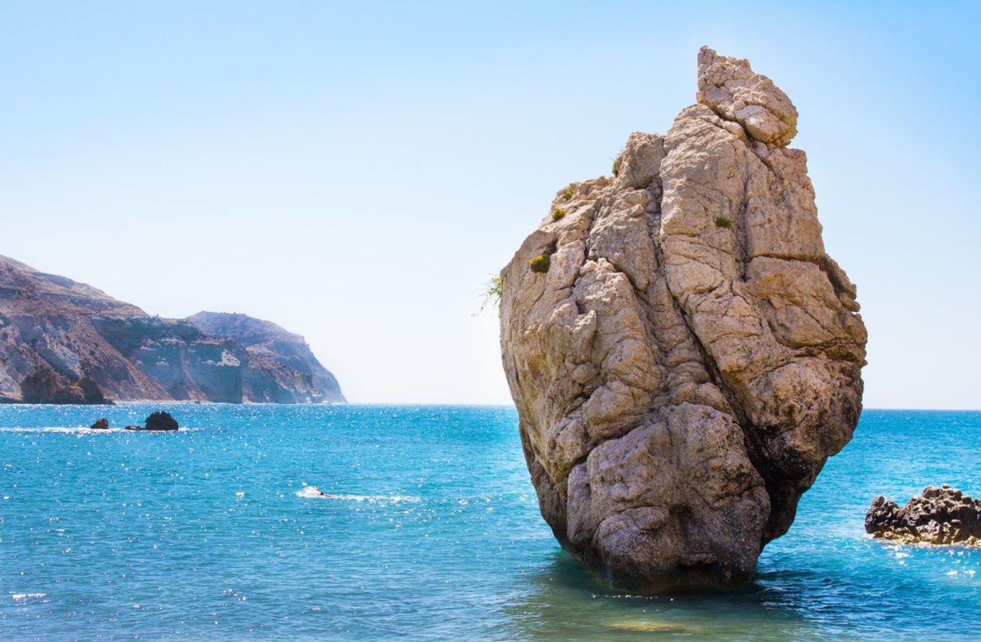 A spot for lovers! The legendary Aphrodite's Rock on the coast of Paphos