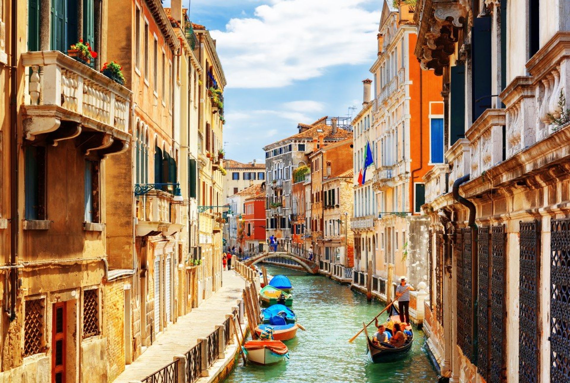 Explore the charms of Venice with a gondola ride down the Grand Canal Thoroughfare 
