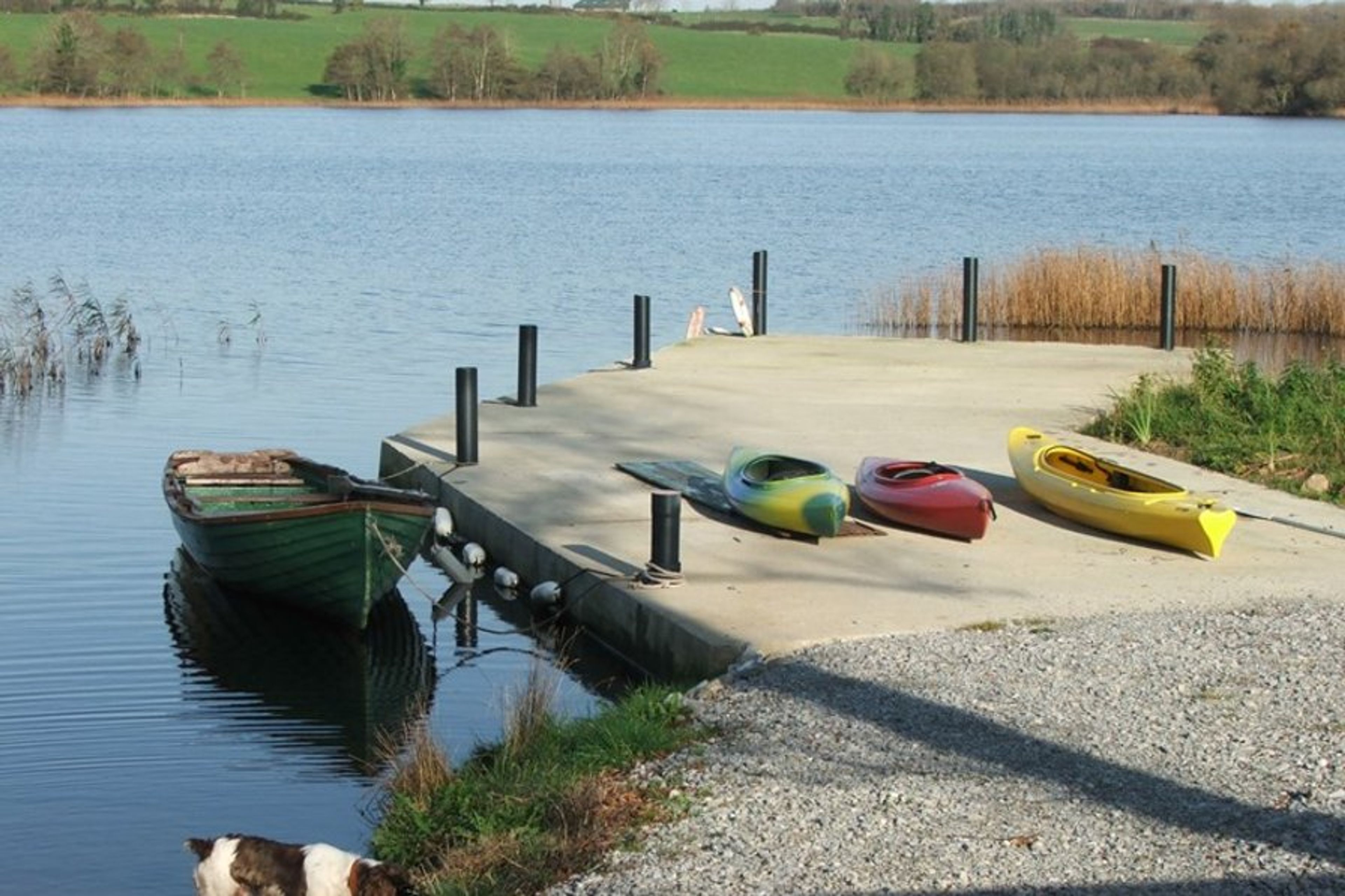 Fishing boat & kayaks on private lake