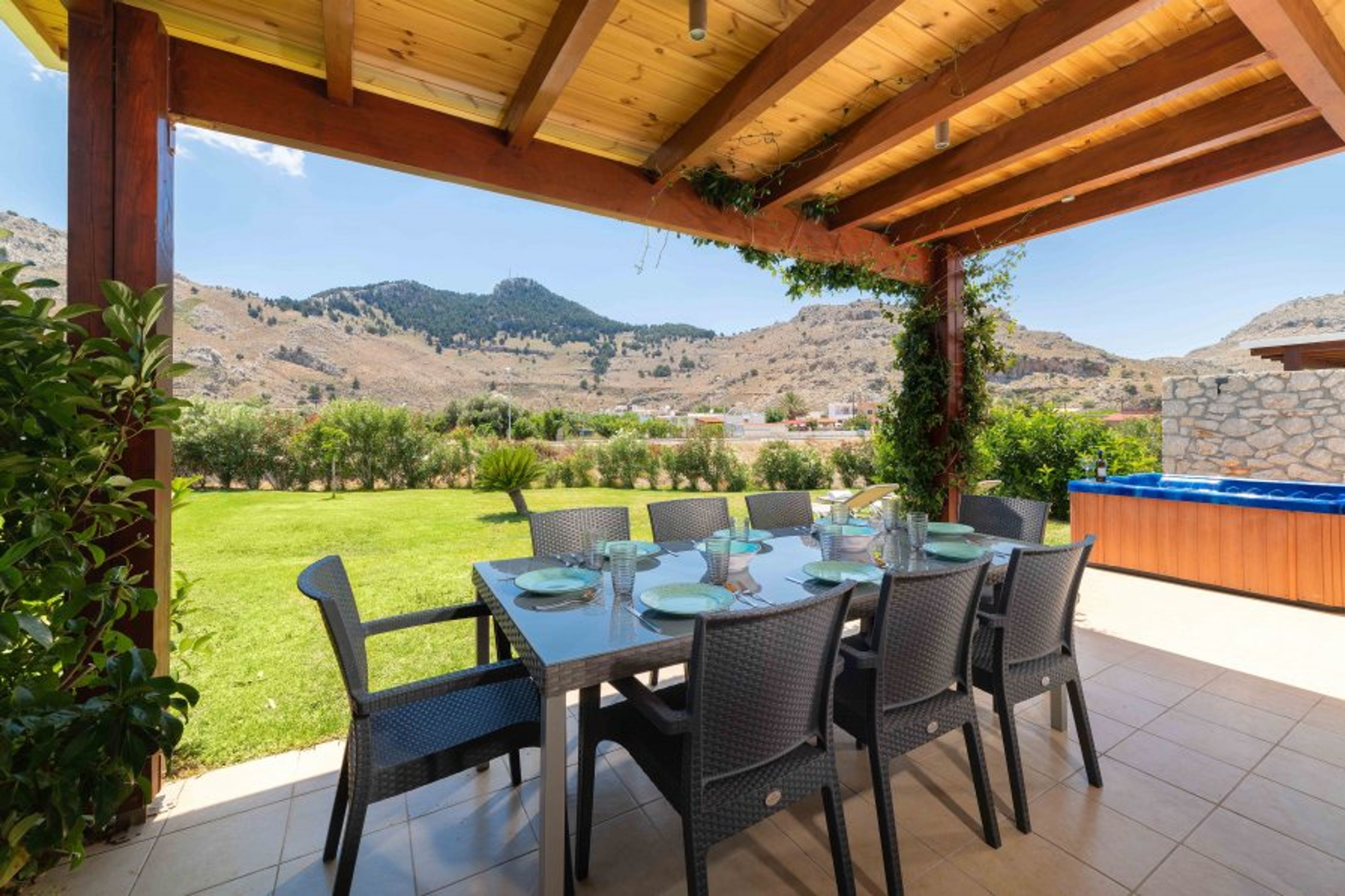 Patio in front of the swimming pool