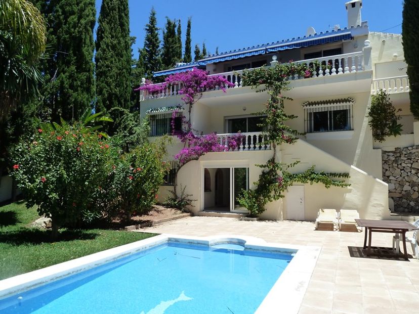 Villa in Urbanización el Rosario, Spain: view of swimming pool patio area and back of villa