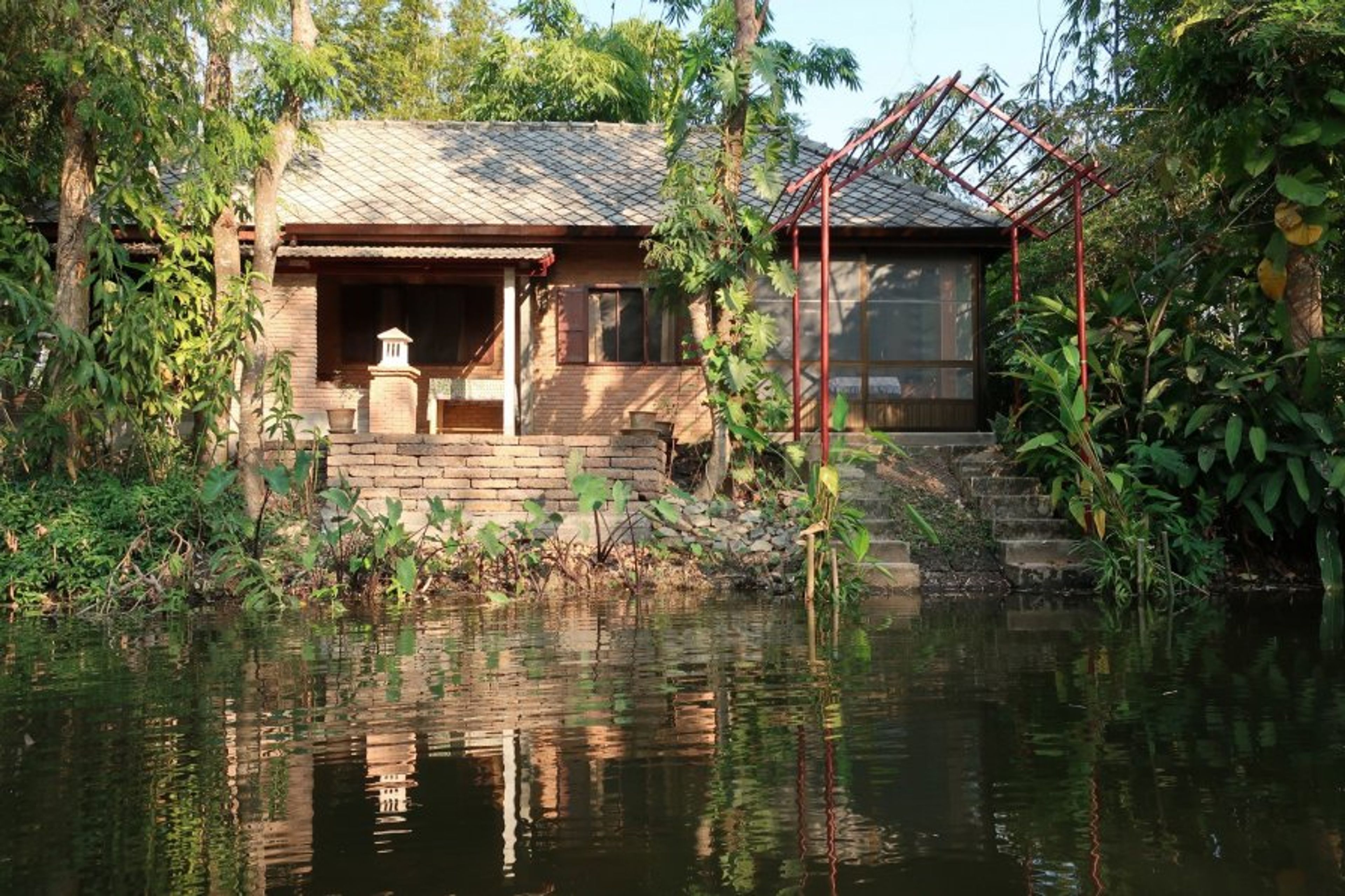 Lychee Lodge, view from pond