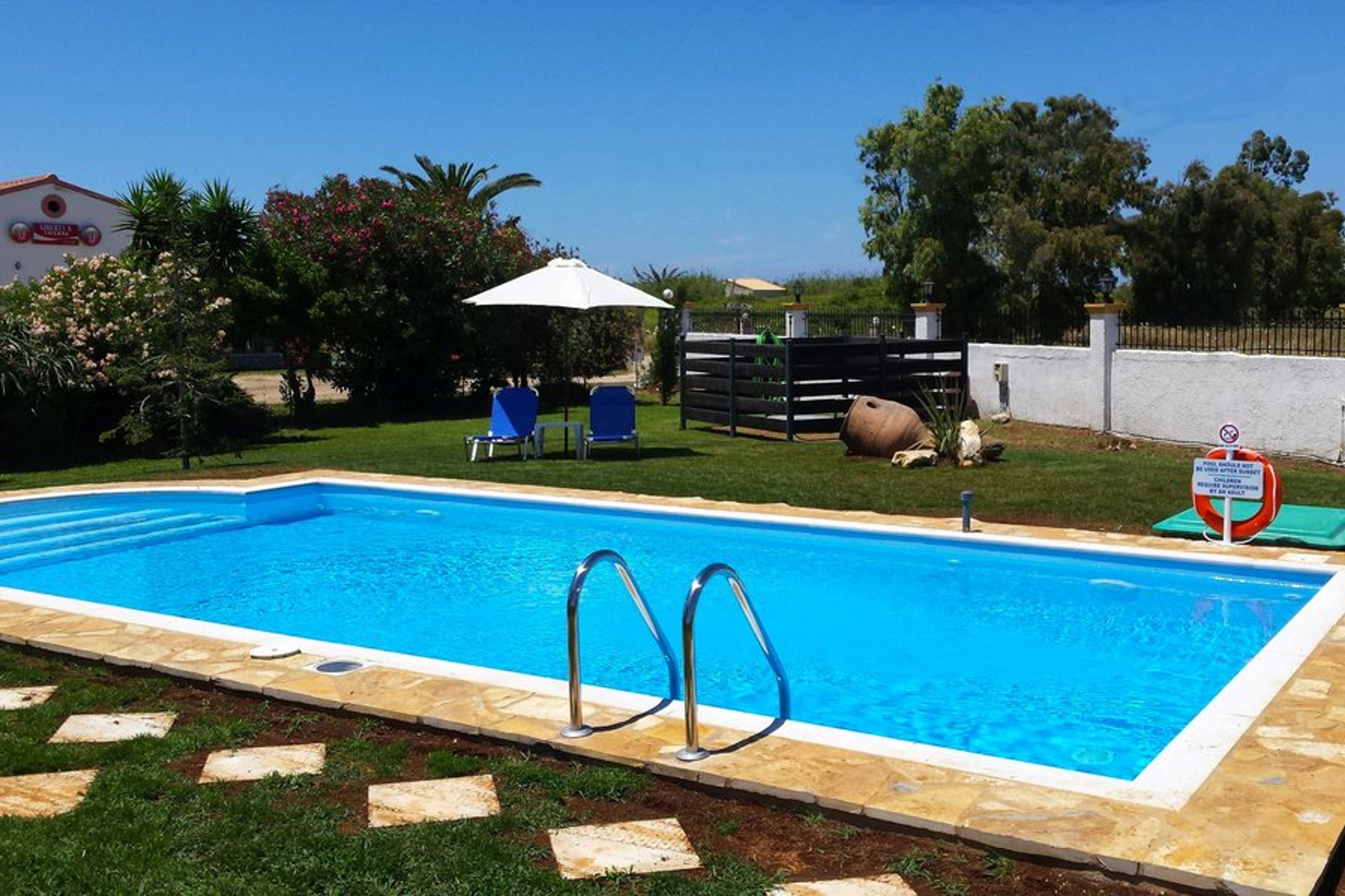 All day sunny private pool.